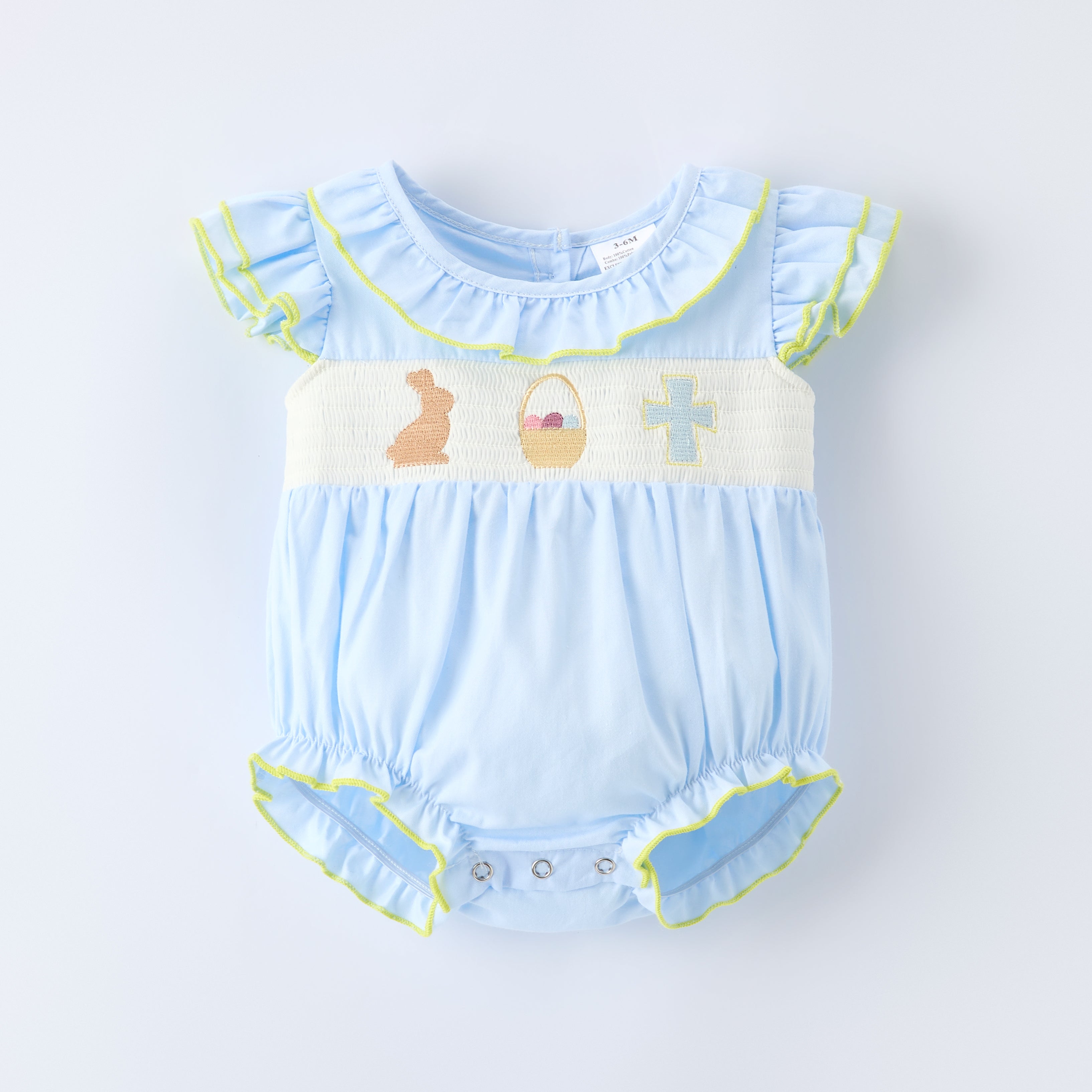 (In Stock)Sisters Easter Bunny Embroidery Smocked Dress&Romper