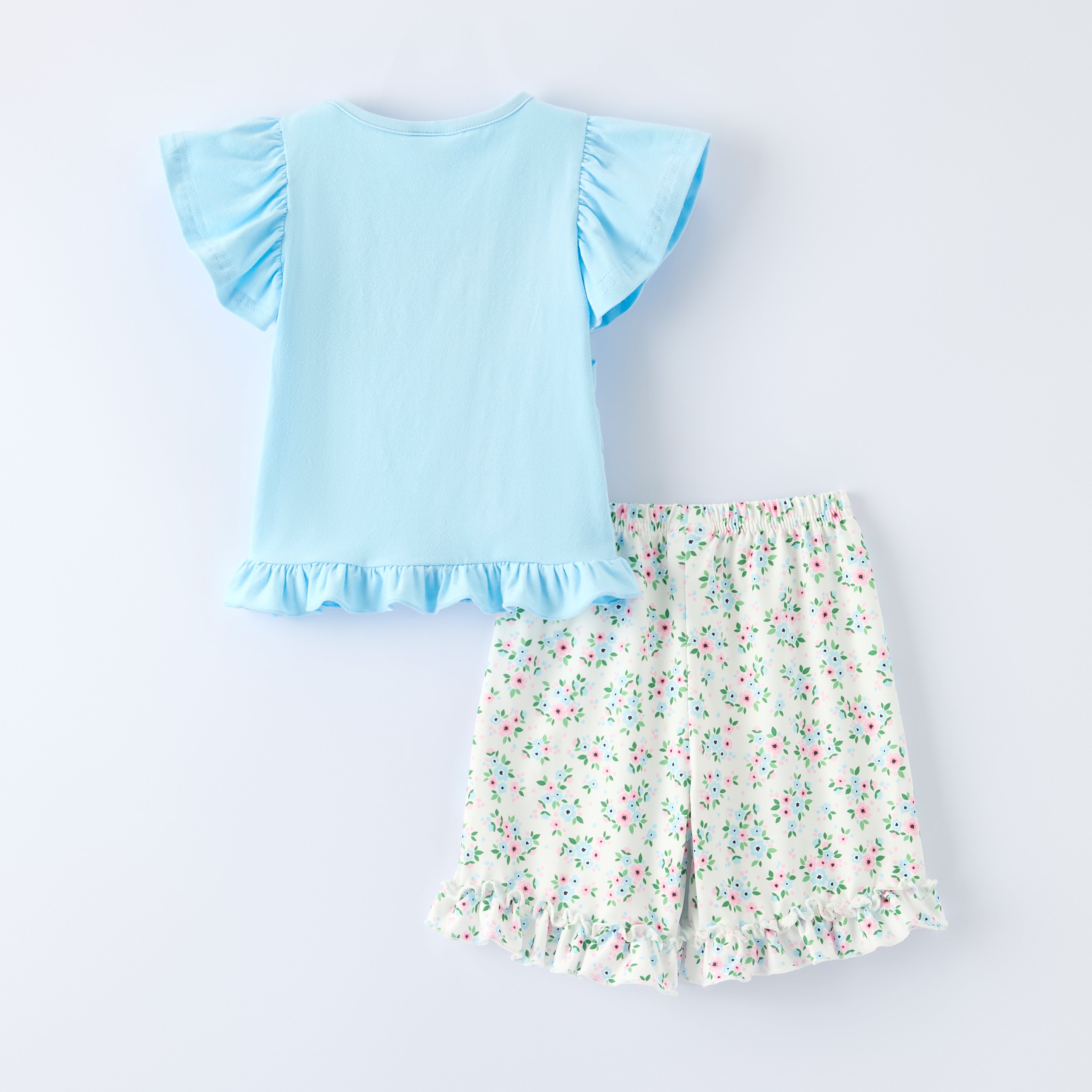 (In Stock)Girls Easter Applique Ruffle Shorts Set