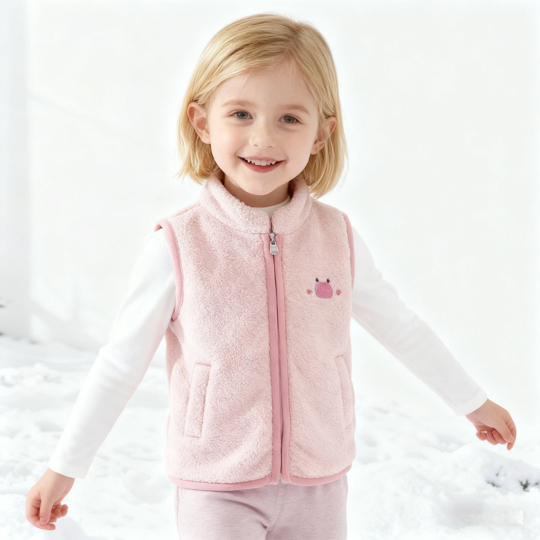 (In Production)Girls Fall&Winter Embroidery Vest
