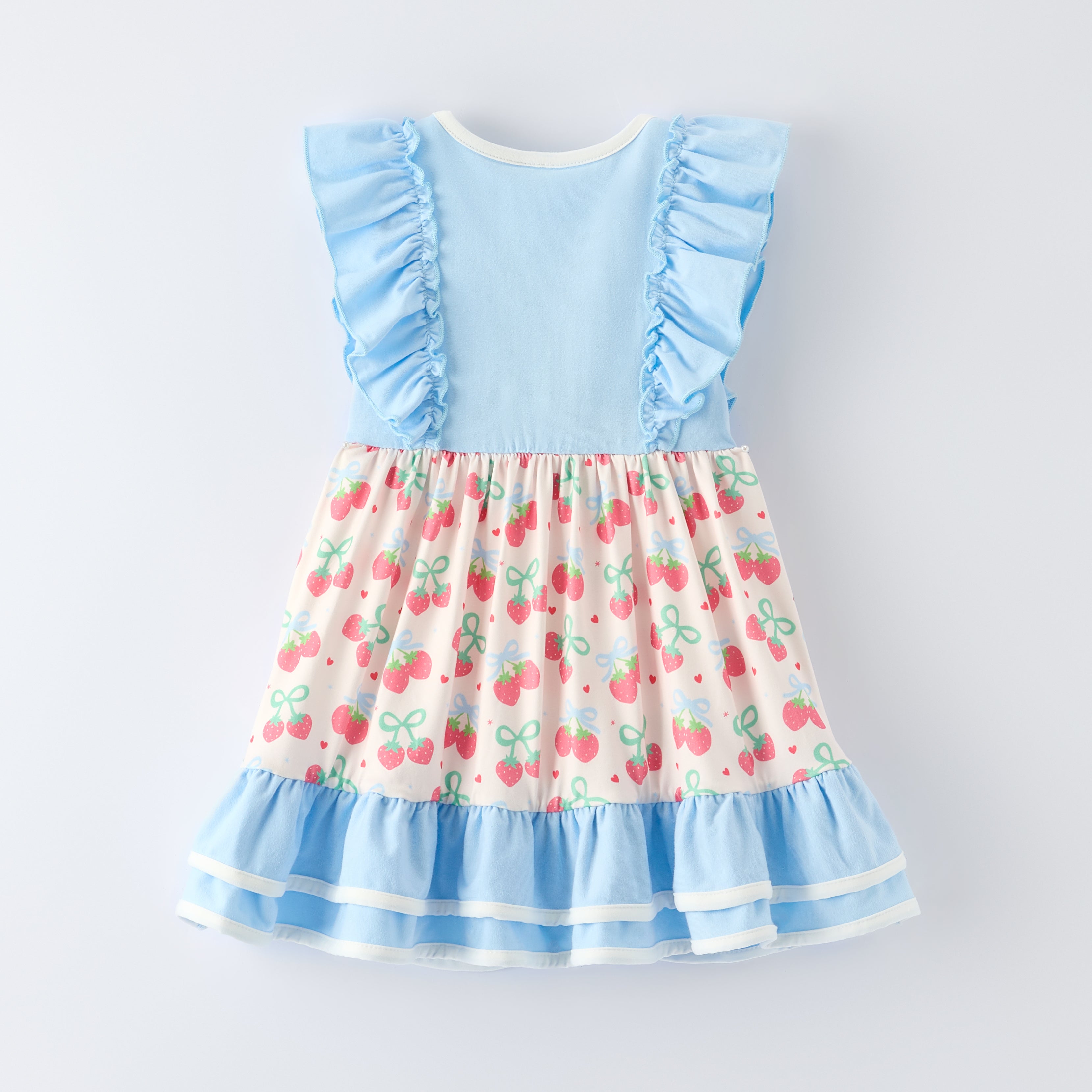 (In Stock)Girls Spring&Summer Strawberry Embroidery Dress&Romper