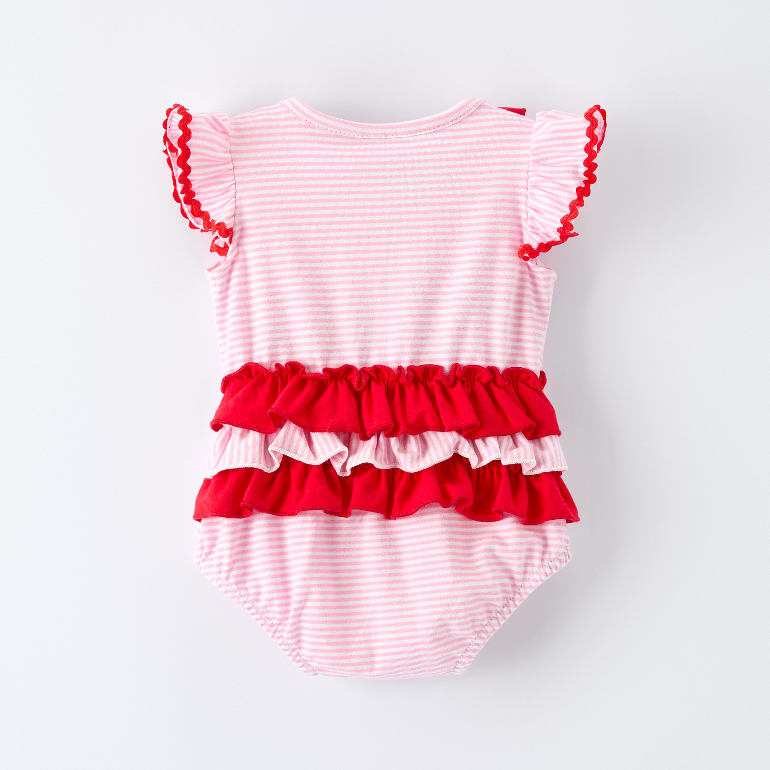 (In Stock)Toddler Girls Spring&Summer Strawberry Applique Cotton Romper