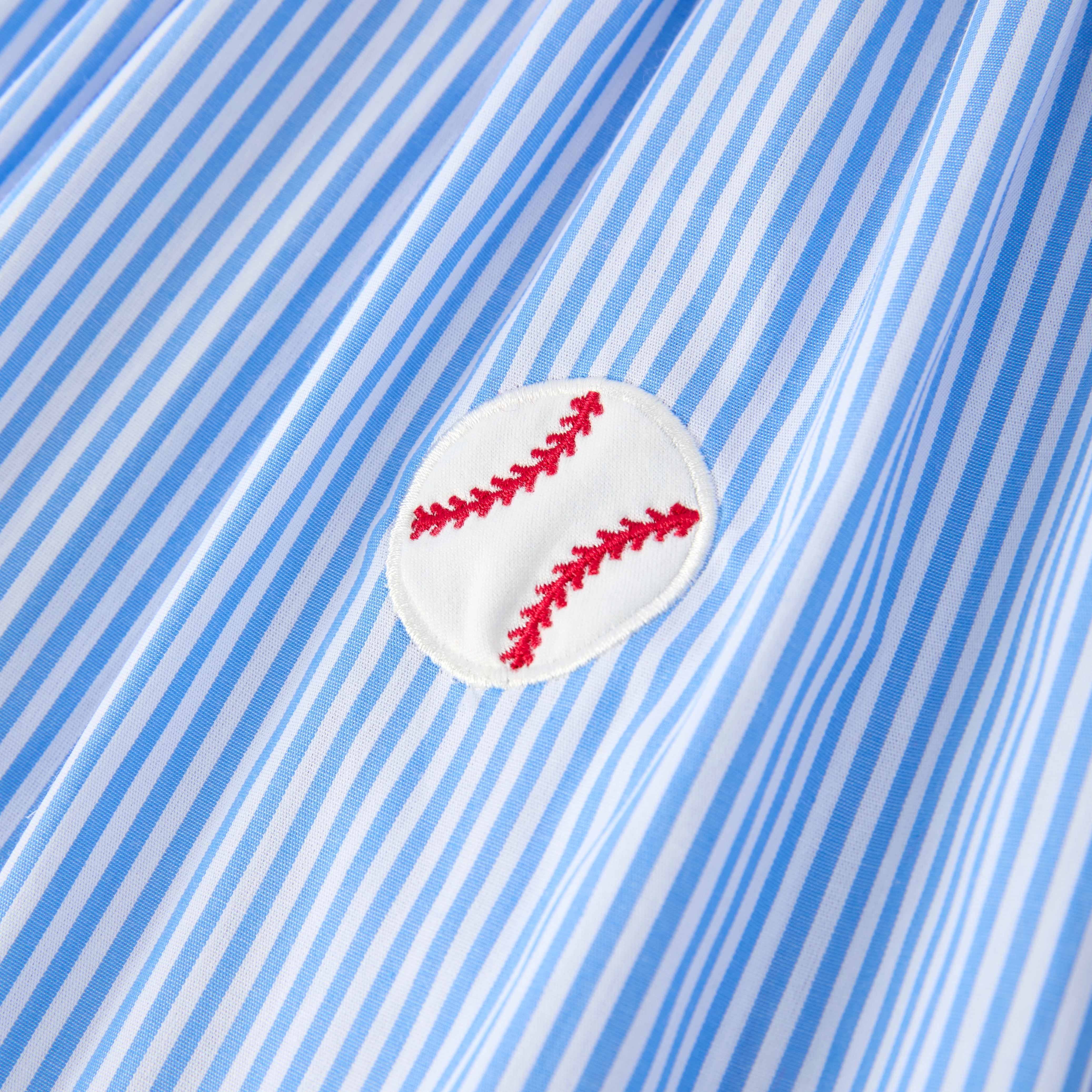 (In Stock)Siblings Spring&Summer Baseball Applique Cotton Dress&Romper