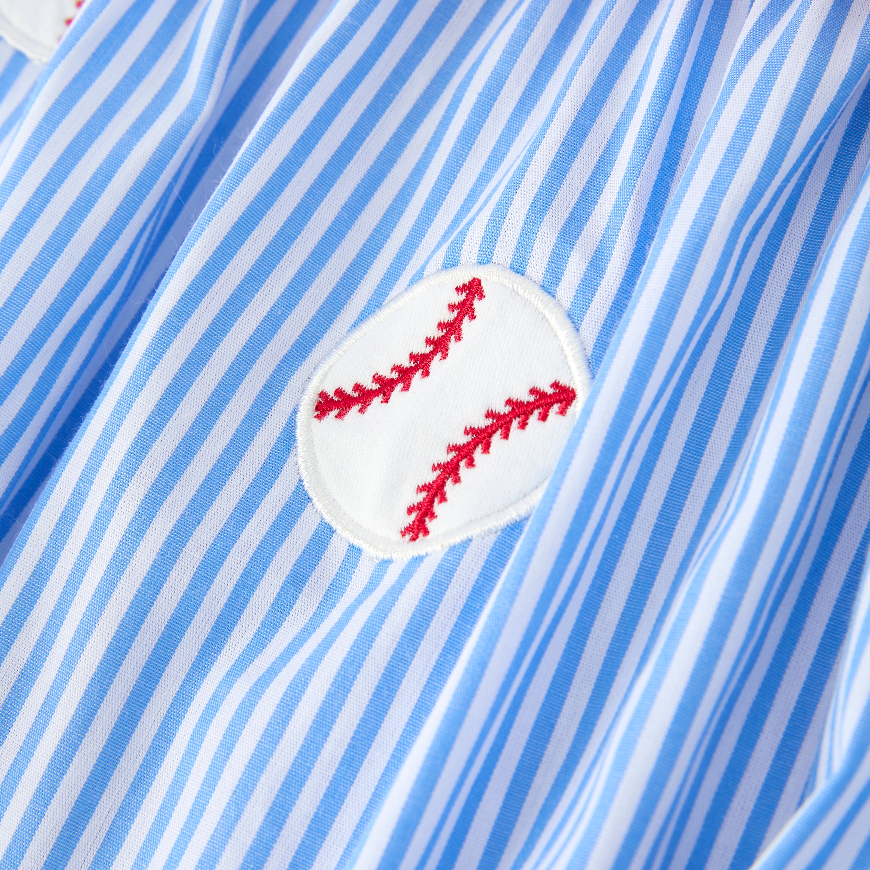 (In Stock)Siblings Spring&Summer Baseball Applique Cotton Dress&Romper