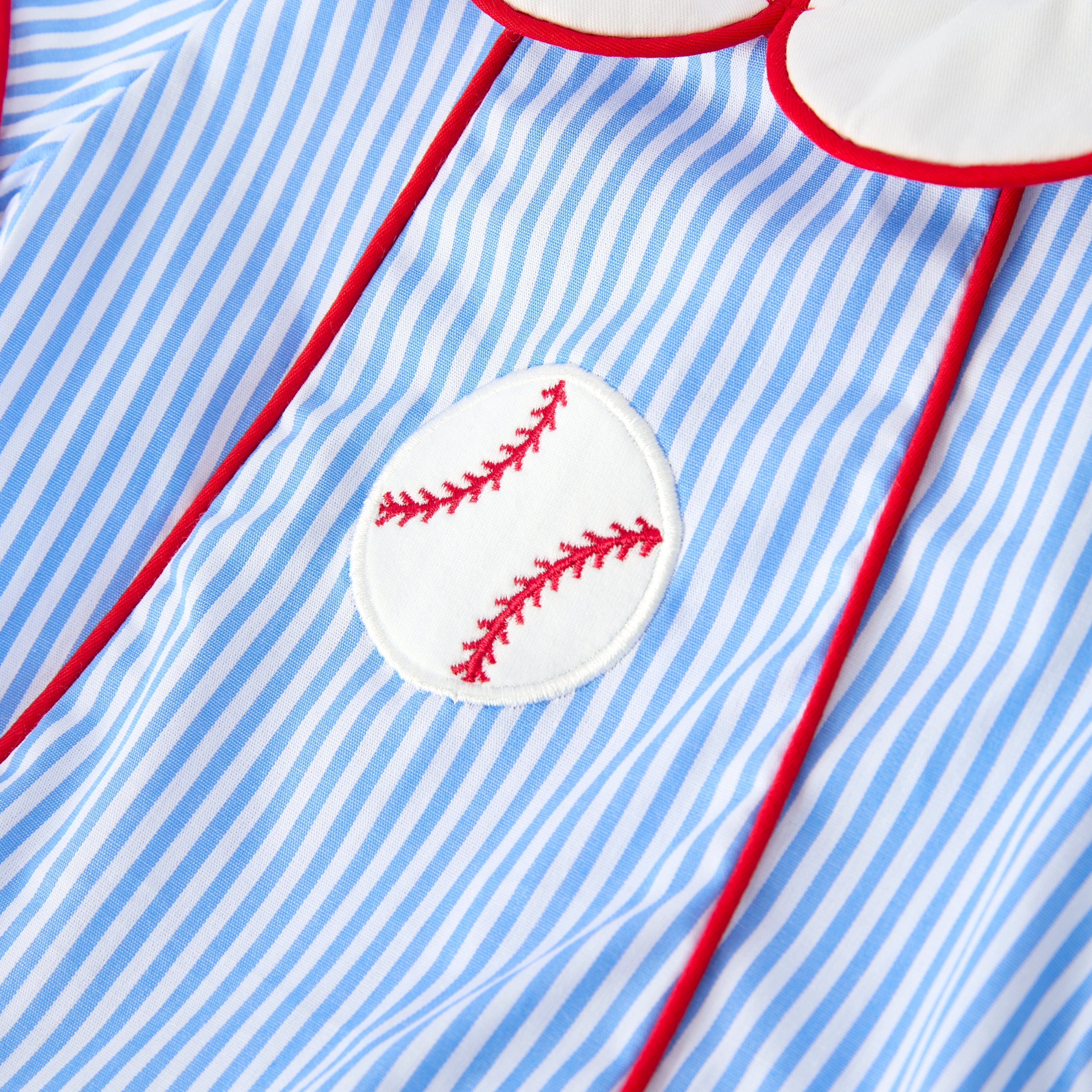 (In Stock)Siblings Spring&Summer Baseball Applique Cotton Dress&Romper