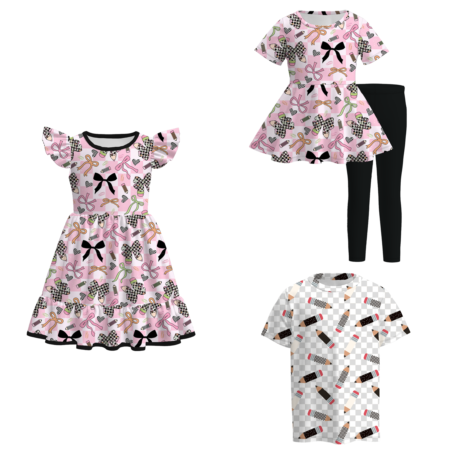 (Pre Order)Family Summer Back To School Print Dress,Set&Top