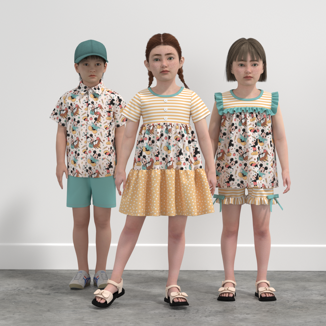(Pre Order)Siblings Summer Back To School Print Dress,Set&Top