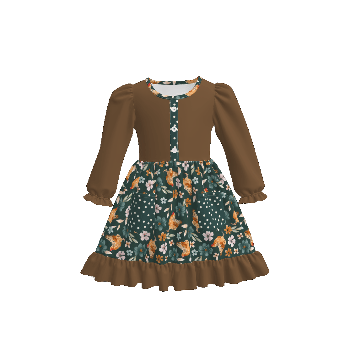 (Pre Order)Family Fall Chick Print Dress,Set&Romper