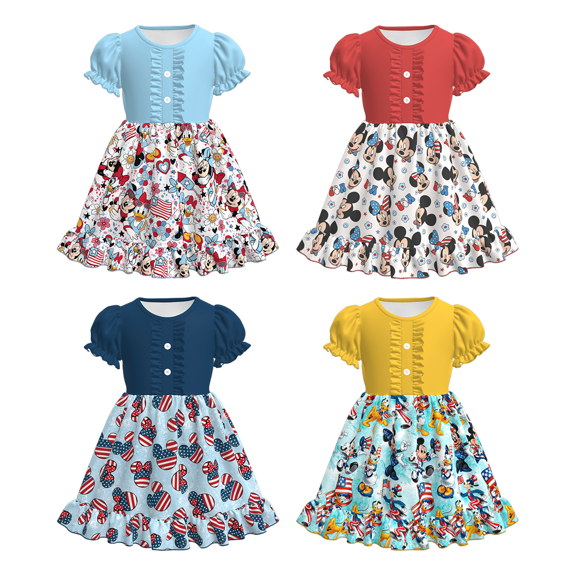 (Pre Order)Girls Patriotic Print Dress