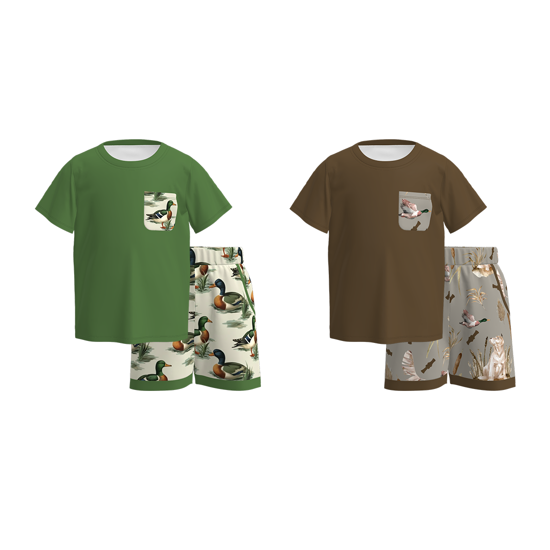 (Pre Order)Boys Spring and Summer Wild Duck Print Shorts Set
