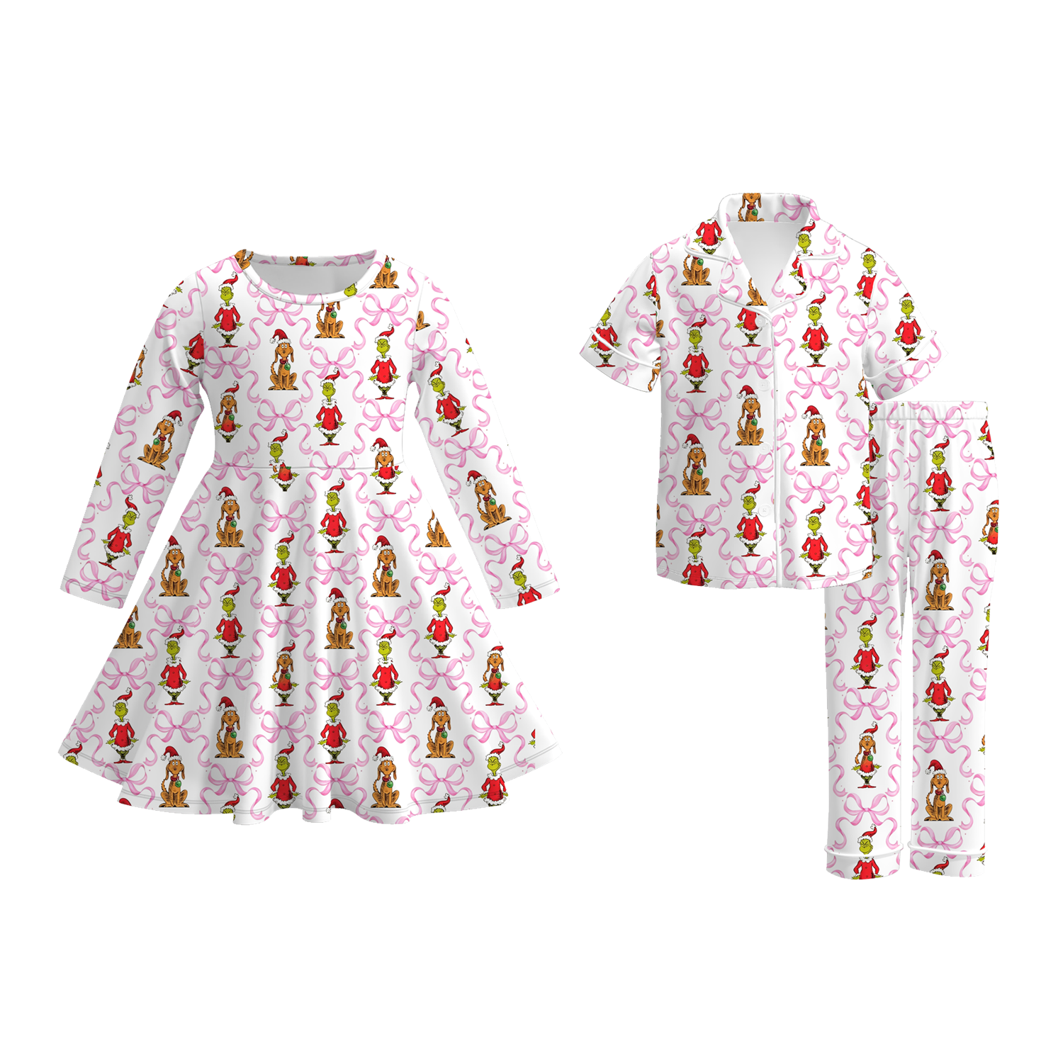 (Pre Order)Sisters Christmas Print Dress&Pajamas