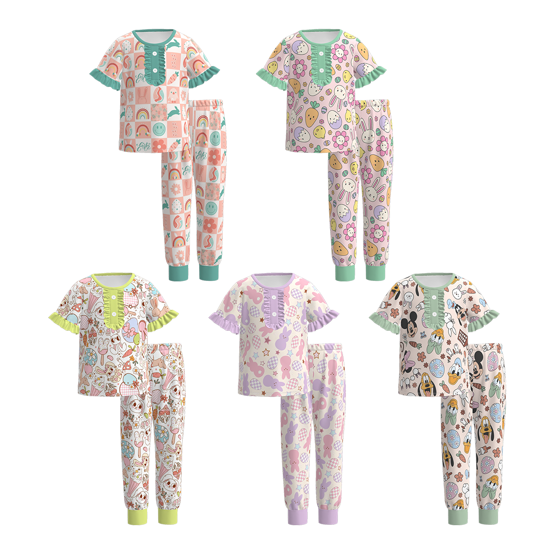 (Pre Order)Girls Easter Bunny Print Pajamas