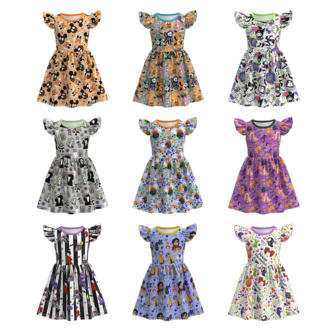 (Pre Order)Girls Halloween Print Dress