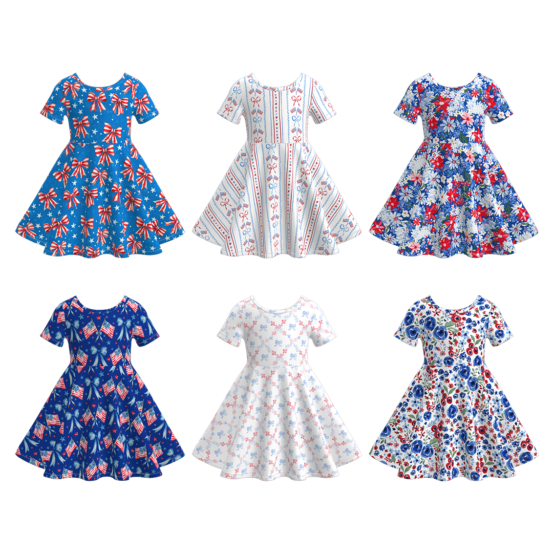 (Pre Order)Girls Patriotic Print Dress