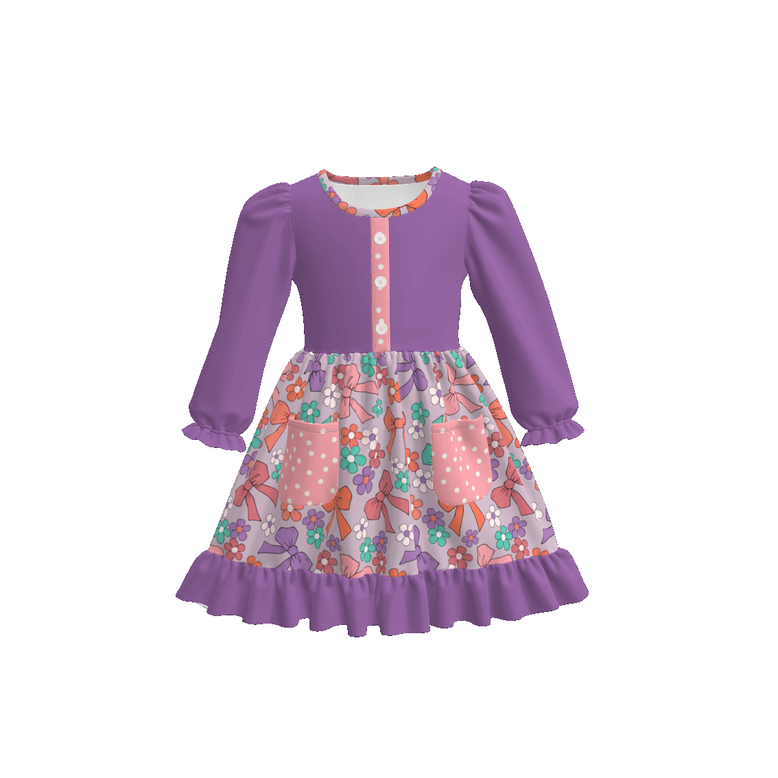 (Pre Order)Family Fall Bow Print Dress,Set&Romper