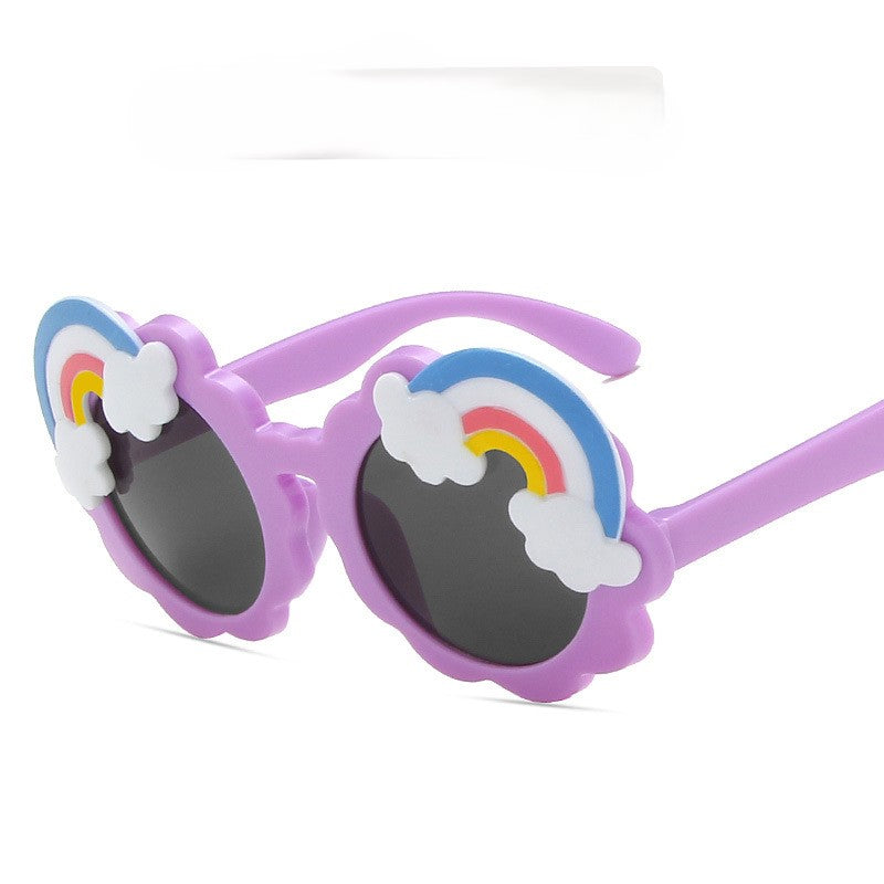 (Pre Order)Kids Trendy Rainbow-shaped Round Frame Sunglasses