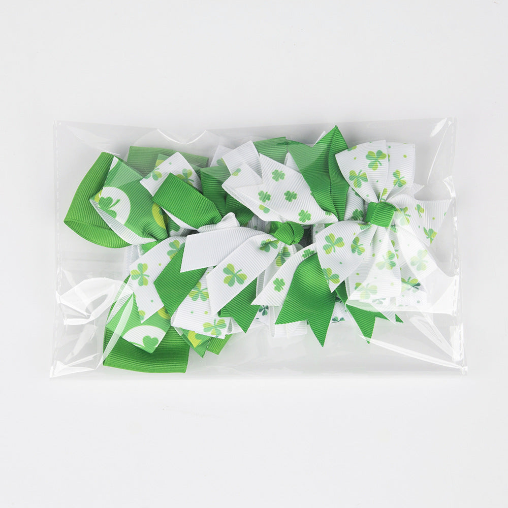 (Pre Order)Girls St.Patrick's Day Shamrock Bow Elastic Headband