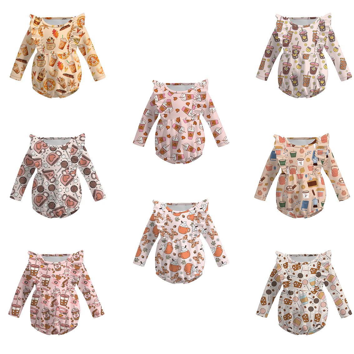 (Pre Order)Baby Girls Coffee Or Lattes Print Romper