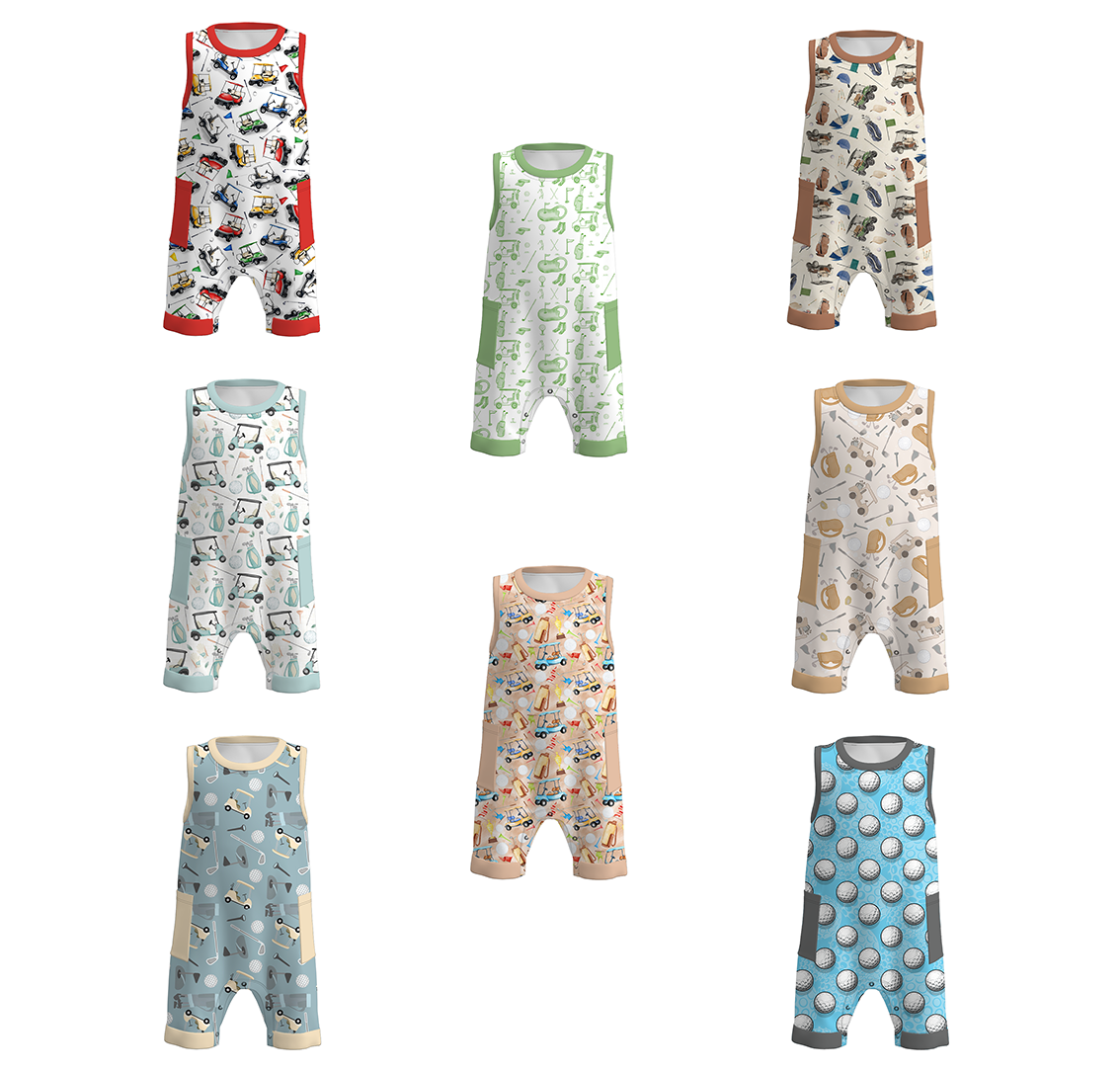 (Pre Order)Baby Boys Golf Fishing Print Romper