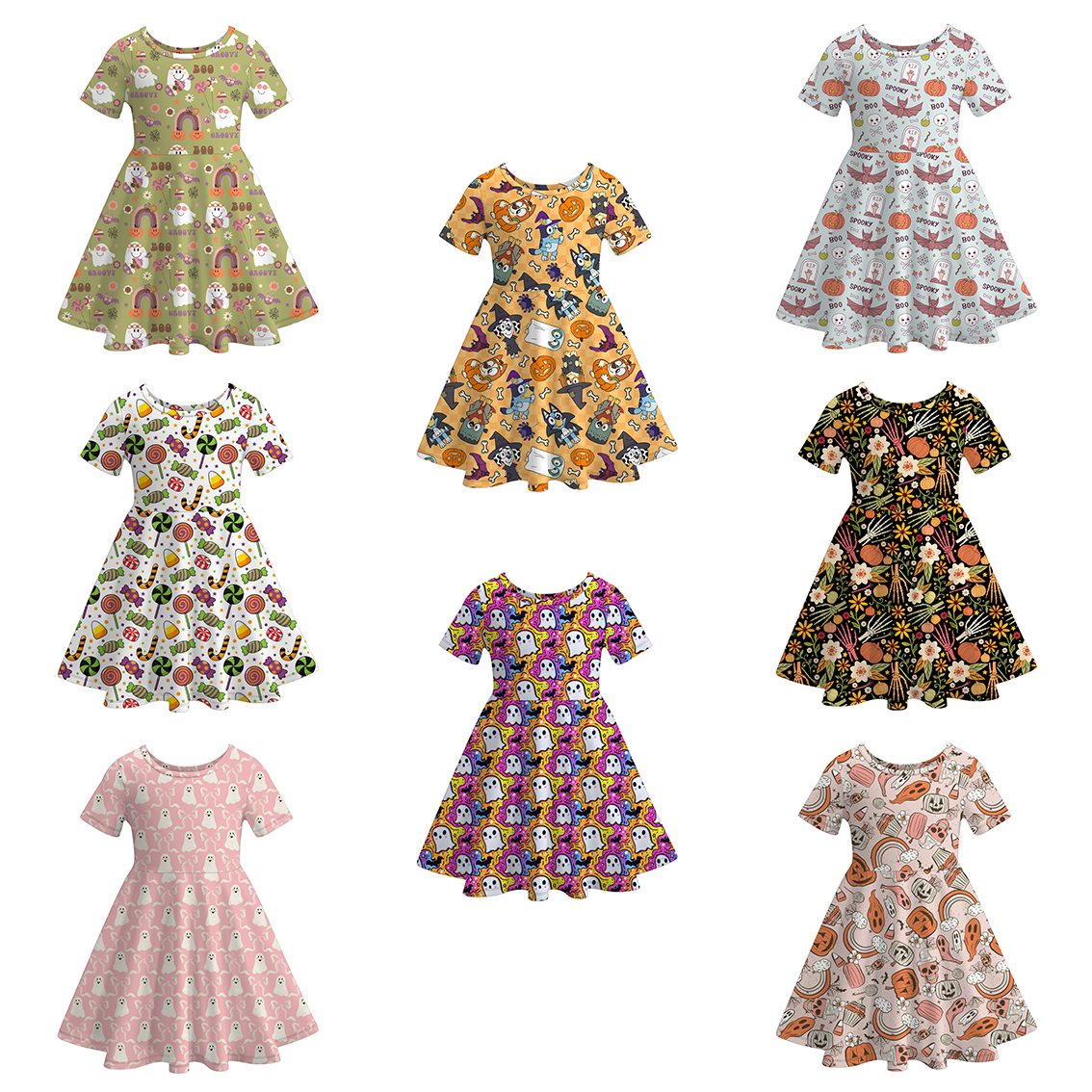 (Pre Order)Girls Halloween Print Dress