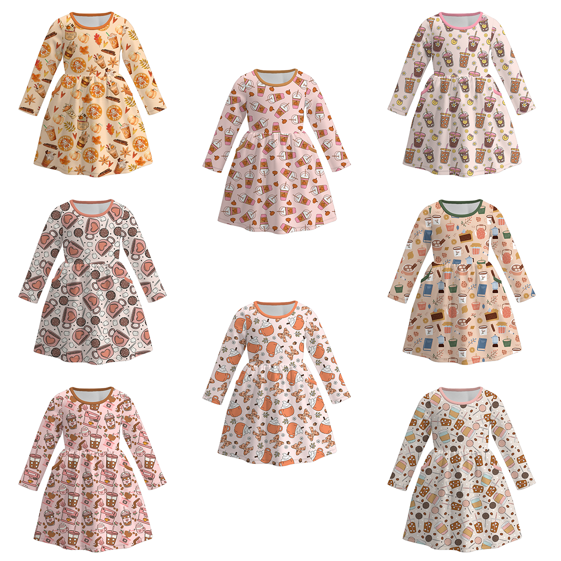 (Pre Order)Girls Coffee Or Lattes Print Dress