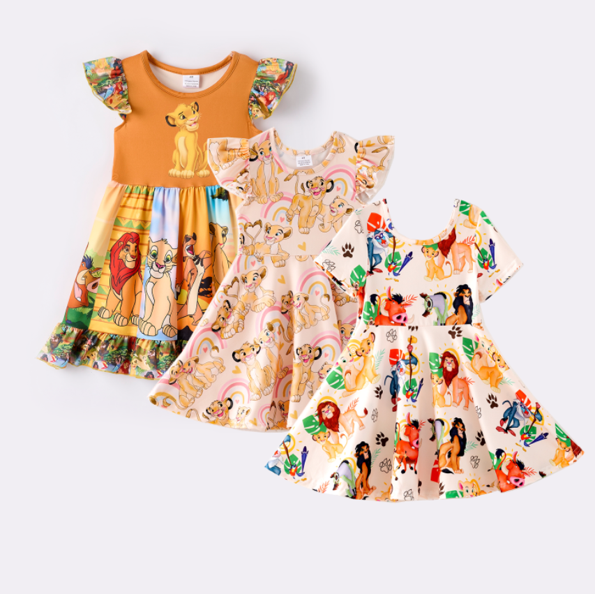 (Pre Order,Prepack Zone)Girls Spring&Summer Lion Print Dress(Mix Size)