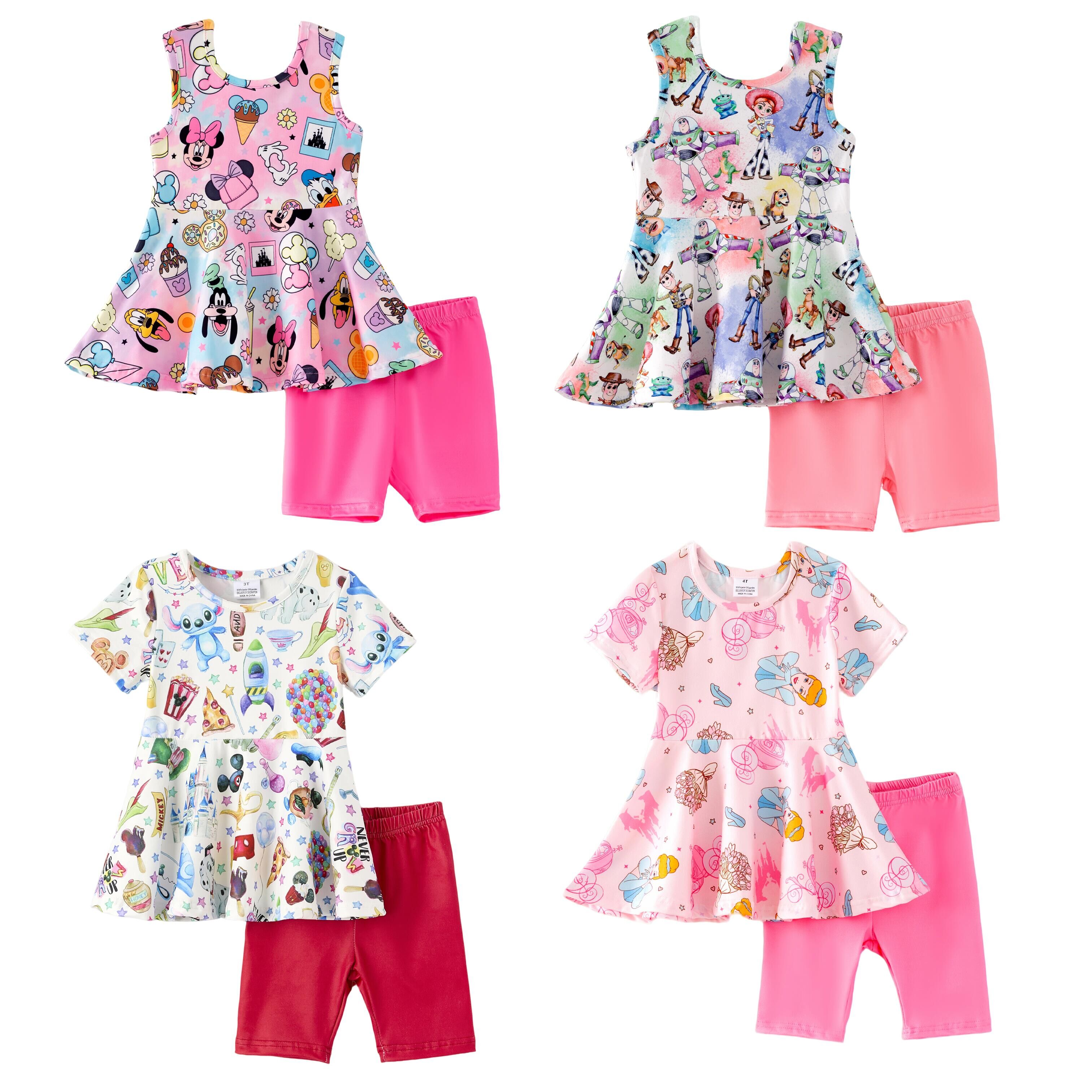(Pre Order,Prepack Zone)Girls Spring&Summer Cartoon Print Set(Mix Size)