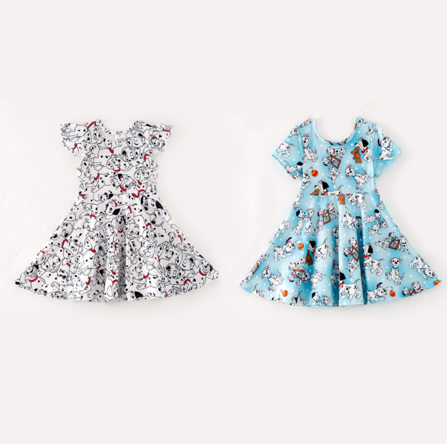 (Pre Order,Prepack Zone)Girls Spring&Summer Puppy Print Dress(Mix Size)