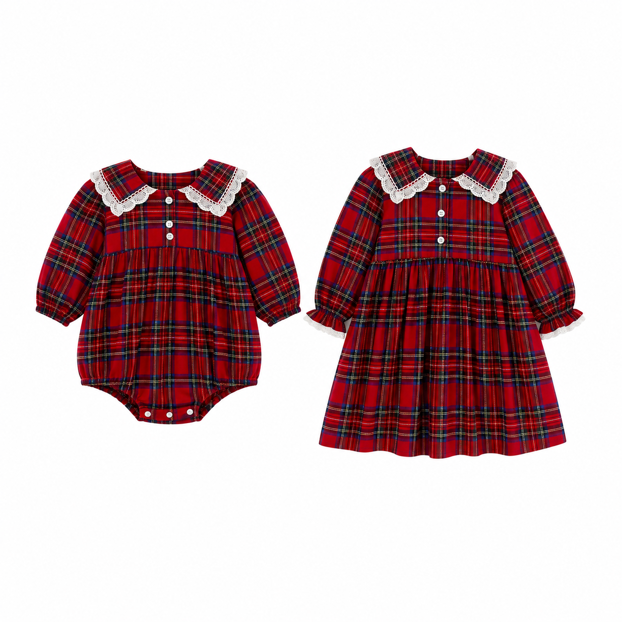 (Pre Order 2 Weeks)Sisters Plaid Lace Dress&Romper