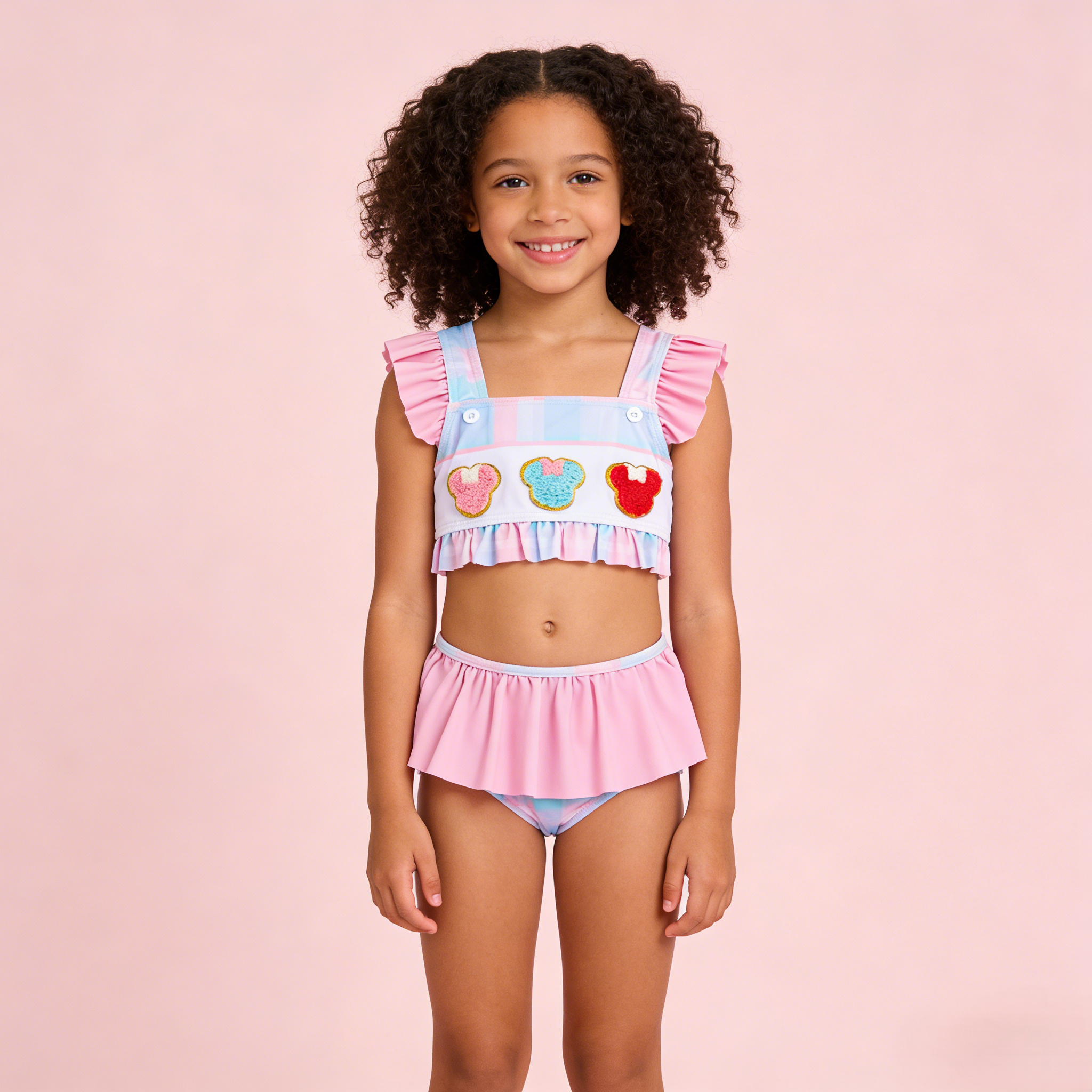 (In Stock)Girls Spring and Summer Cartoon Applique Swimsuit