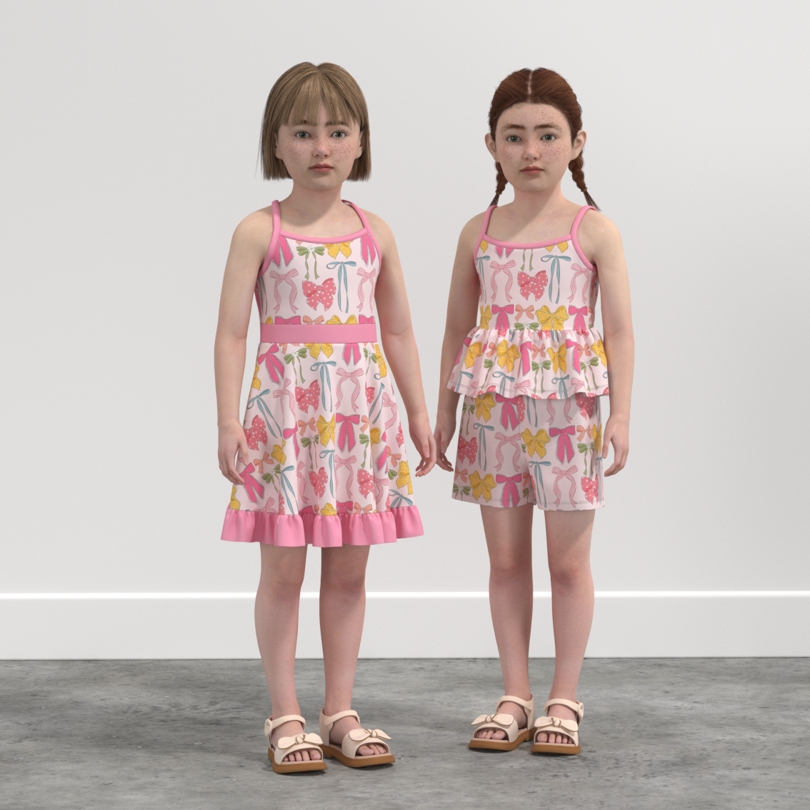 (Pre Order)Girls Spring and Summer Print Skort Dress