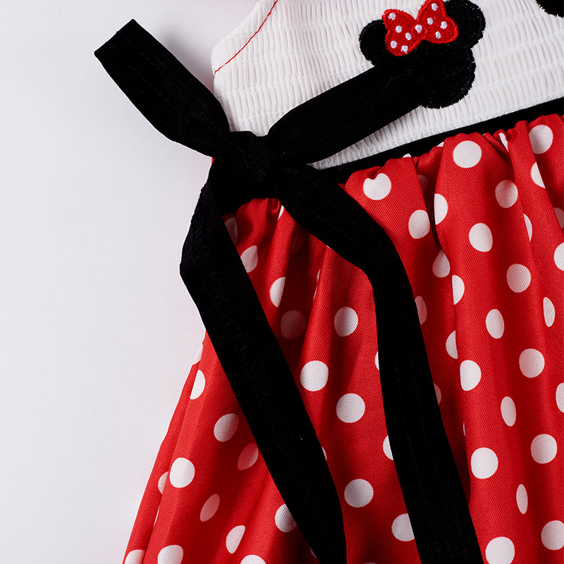 (In Stock Q09-01-01)Girls Red White Dot Embroidery Smocked Shorts Set