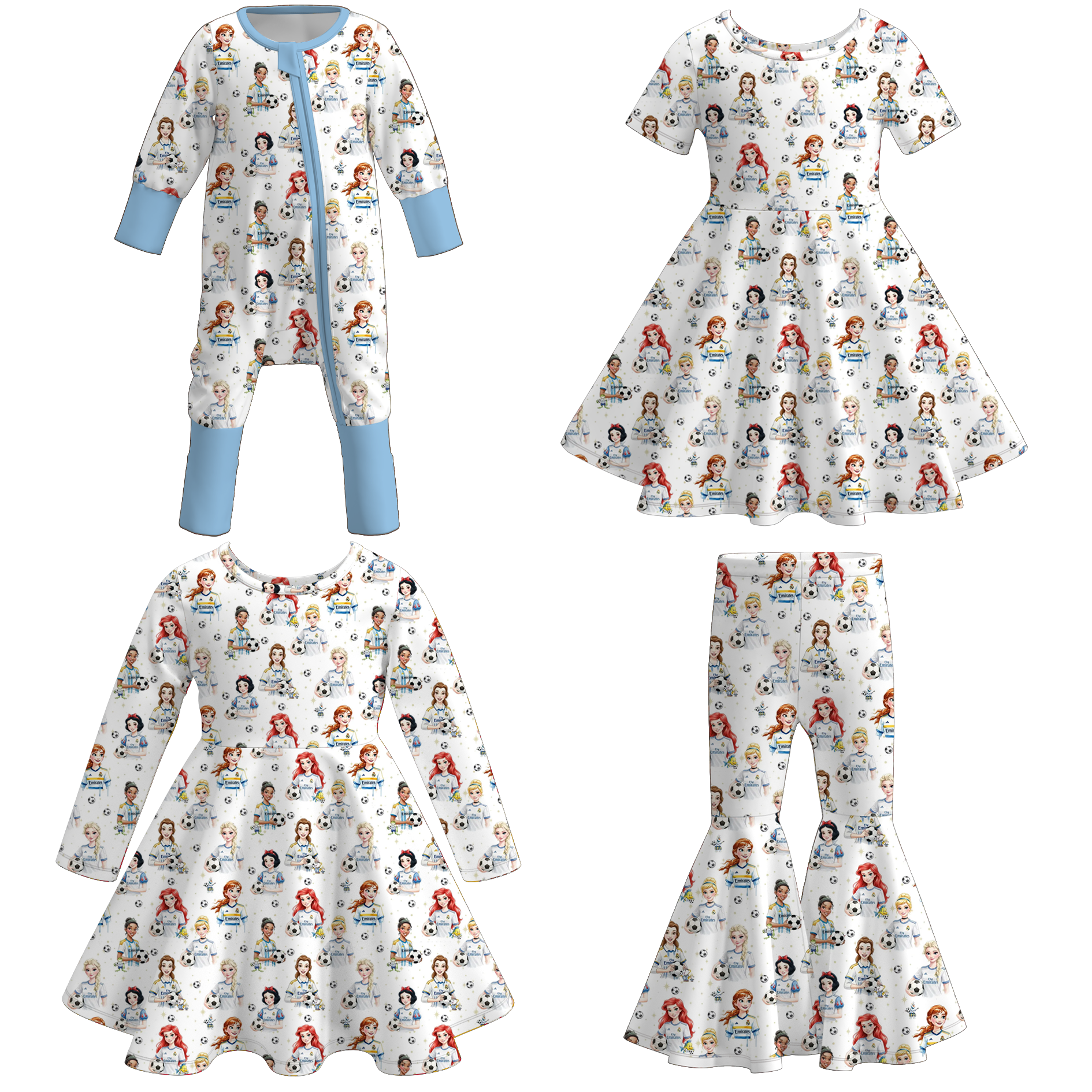 (Pre Order)Sisters Spring&Summer Football Princess Print Dress,Pants&Romper