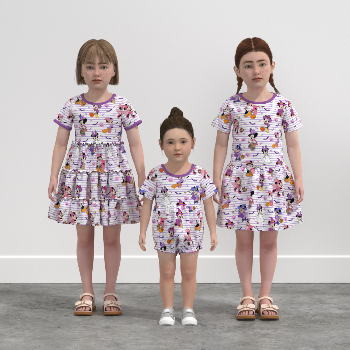 (Pre Order)Family Halloween Cartoon Print Dress,Set&Romper