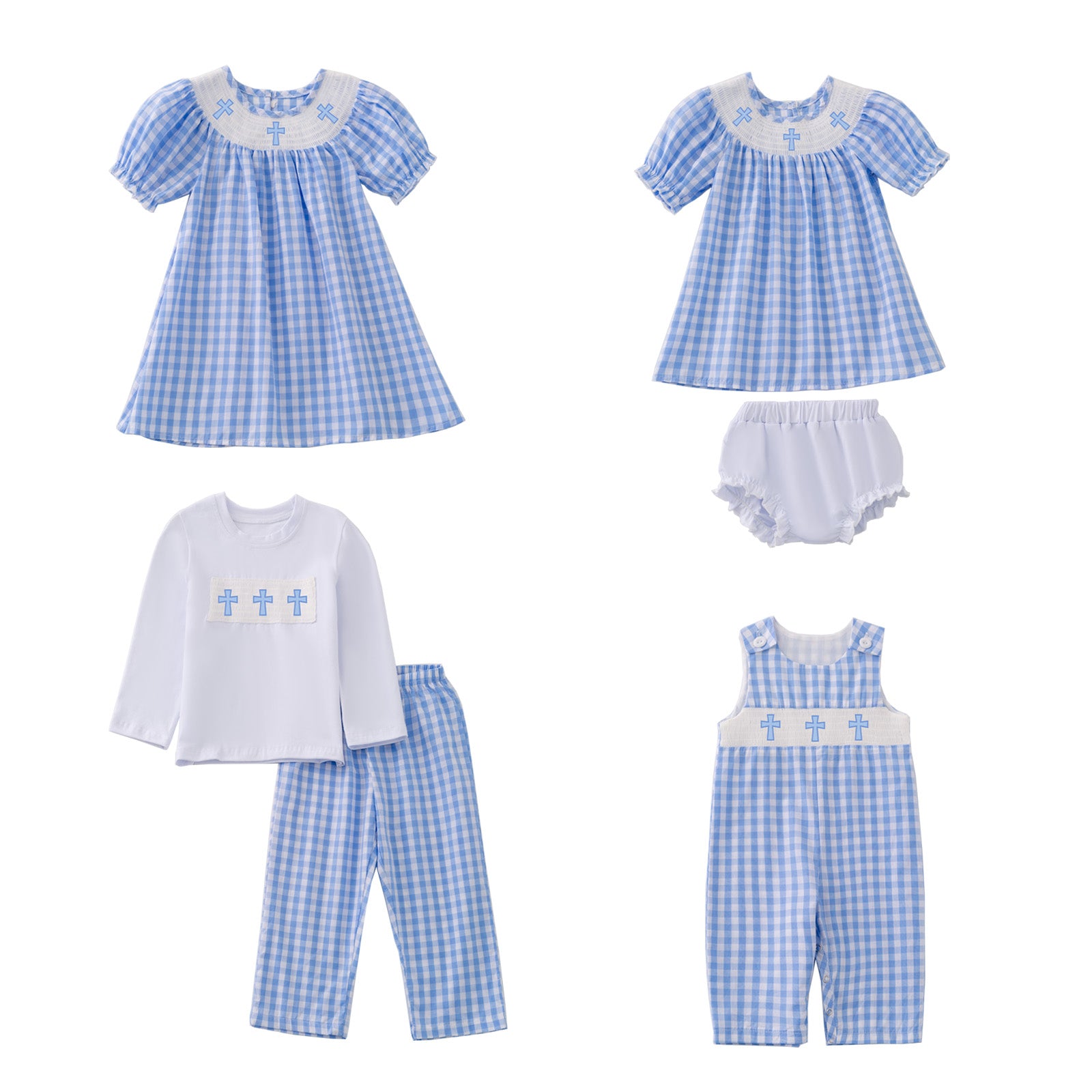 (Pre Order)Girls and Boys Easter Bunny Embroidery Smocked Dress Romper Outfit