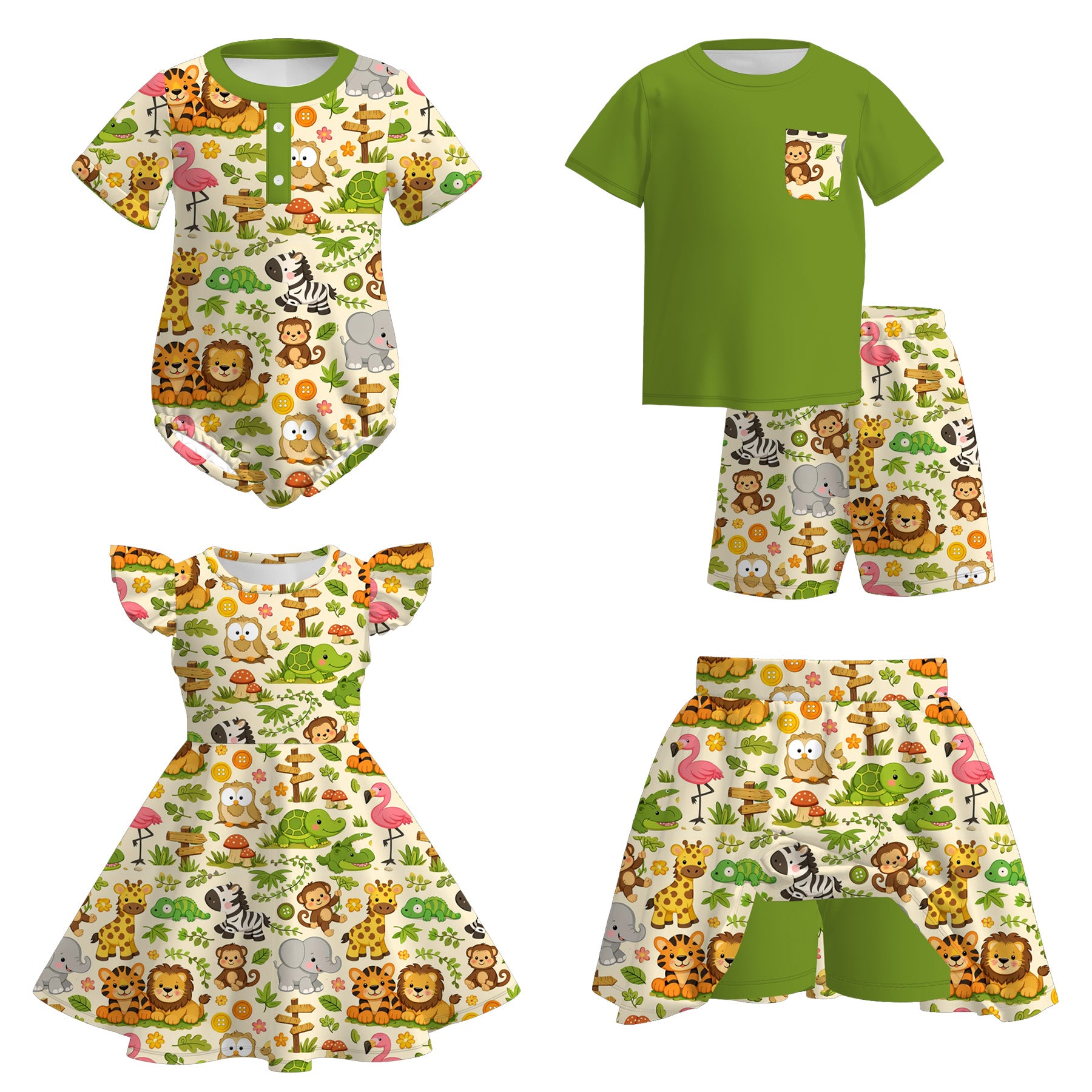 (Pre Order)Siblings Spring and Summer Animal Print Set&Romper