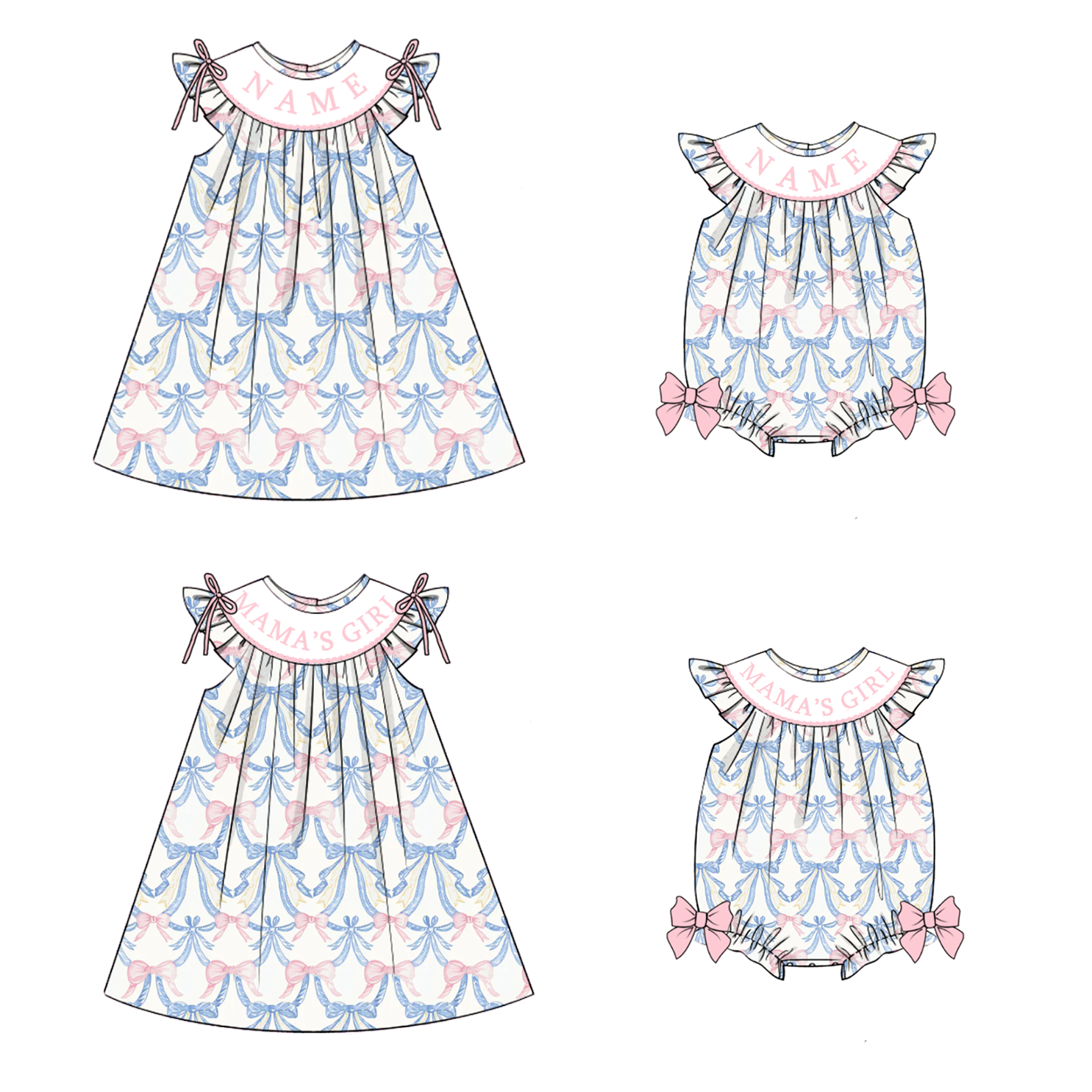 (Pre Order)Sisters Spring and Summer Embroidery Smocked Dress&Romper