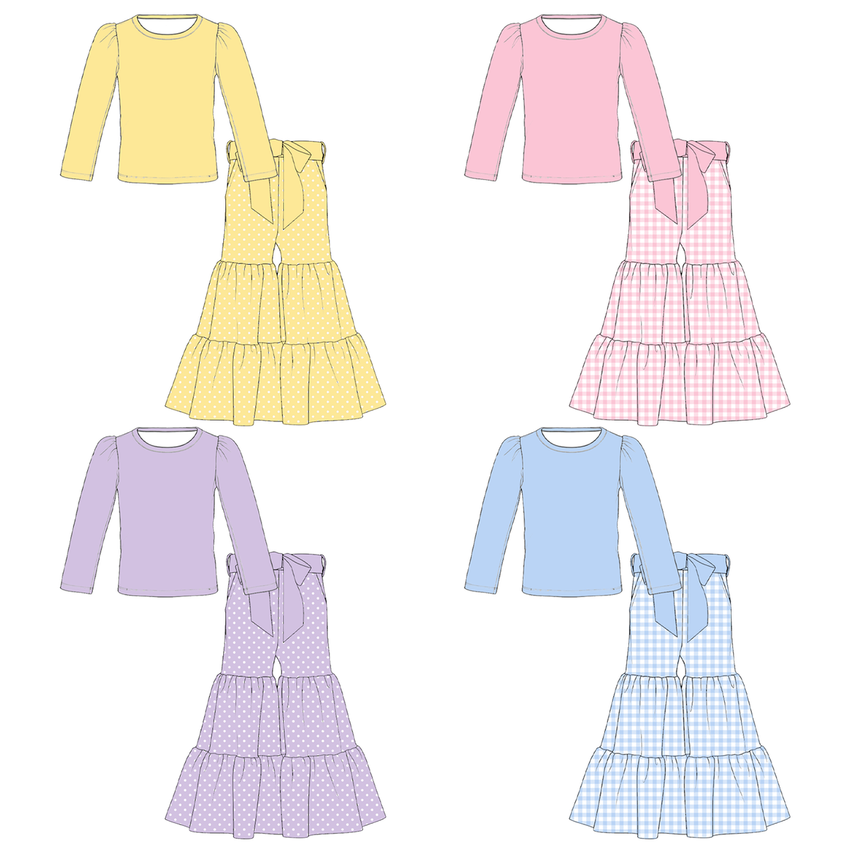 (Weekly Pre-Order)Girls Spring&Summer Print Ruffle Outfit Set(Ends 11.1)