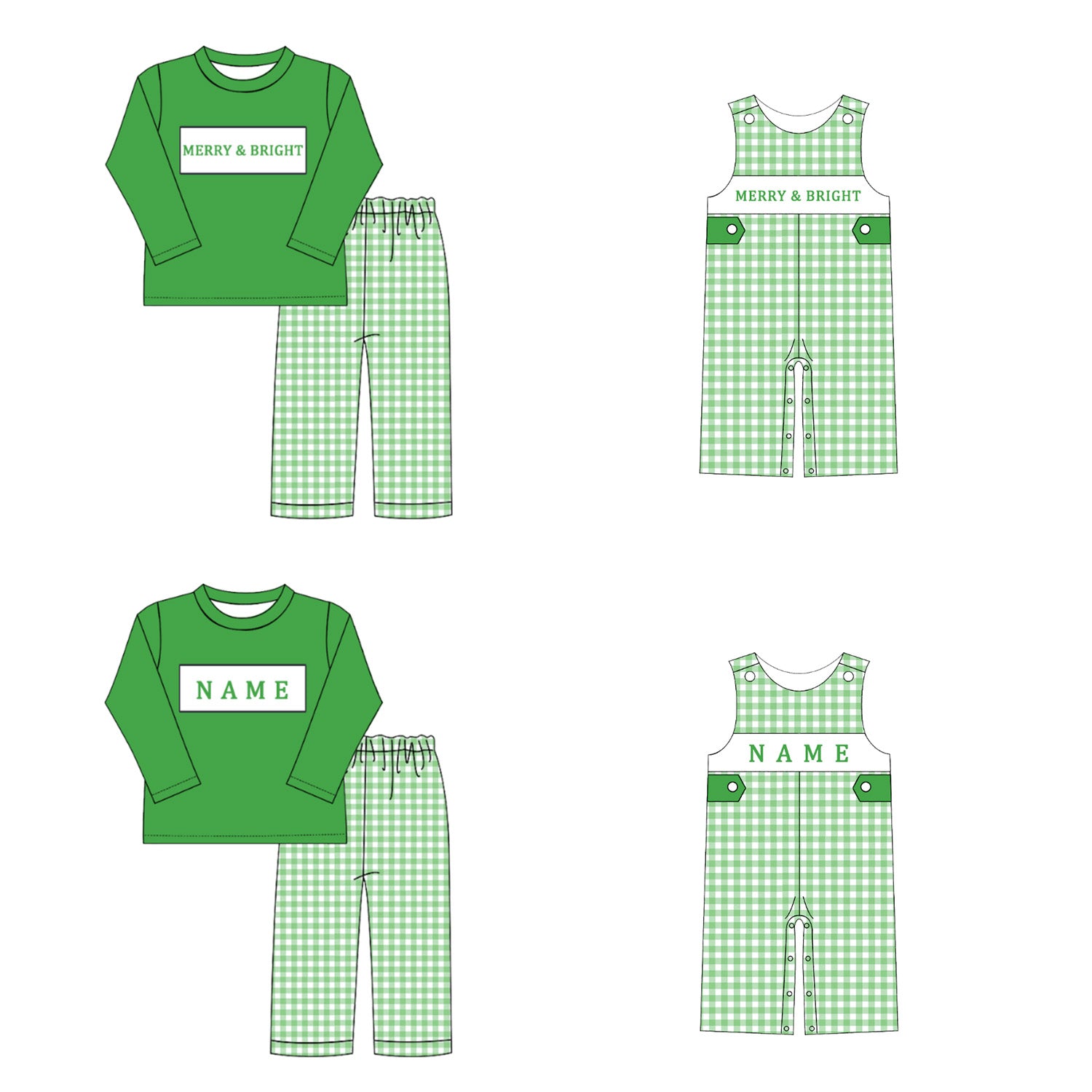 (Pre Order)Brothers Christmas Embroidery Smocked Set&Romper