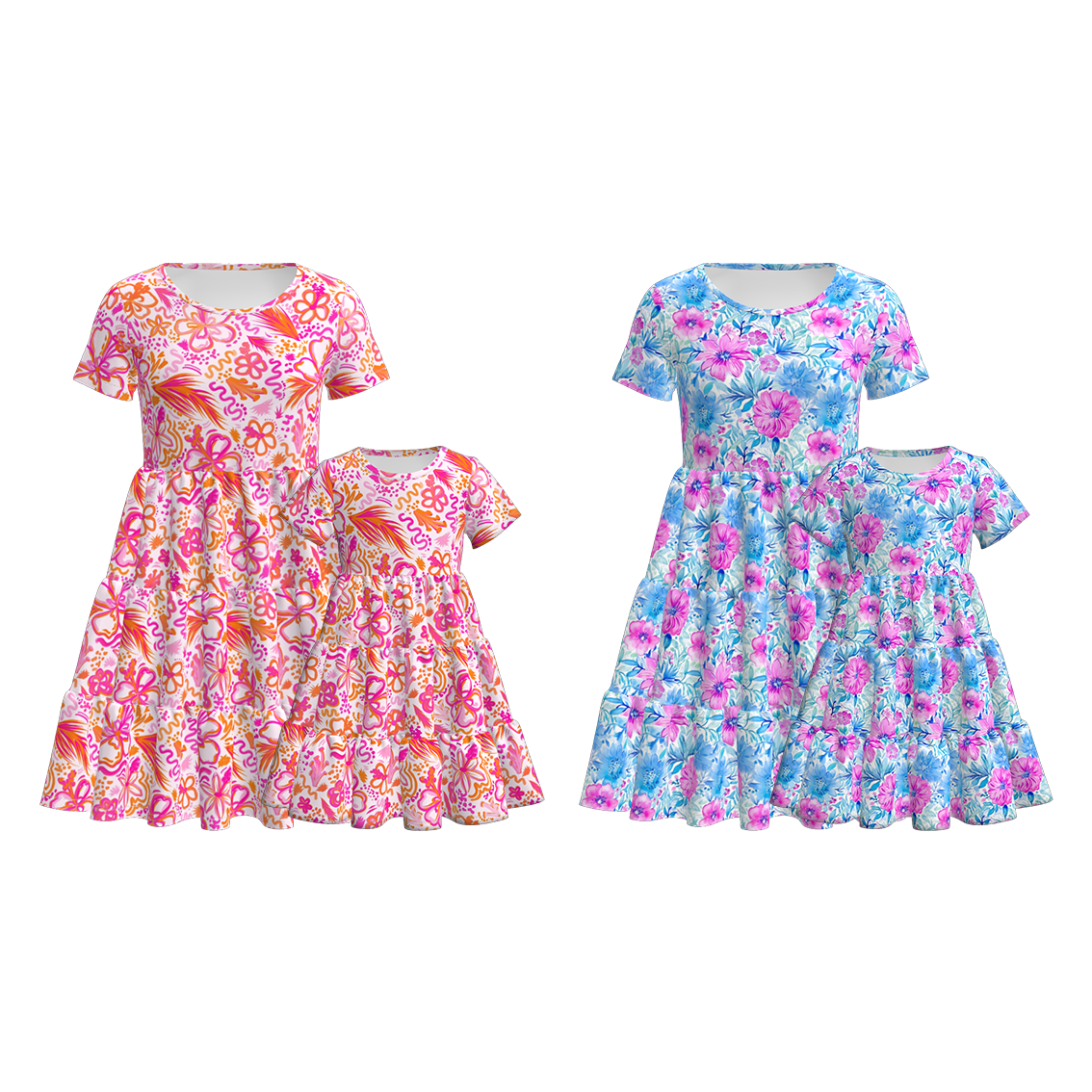 (Pre Order)Mommy and Me Spring & Summer Floral Print Dress
