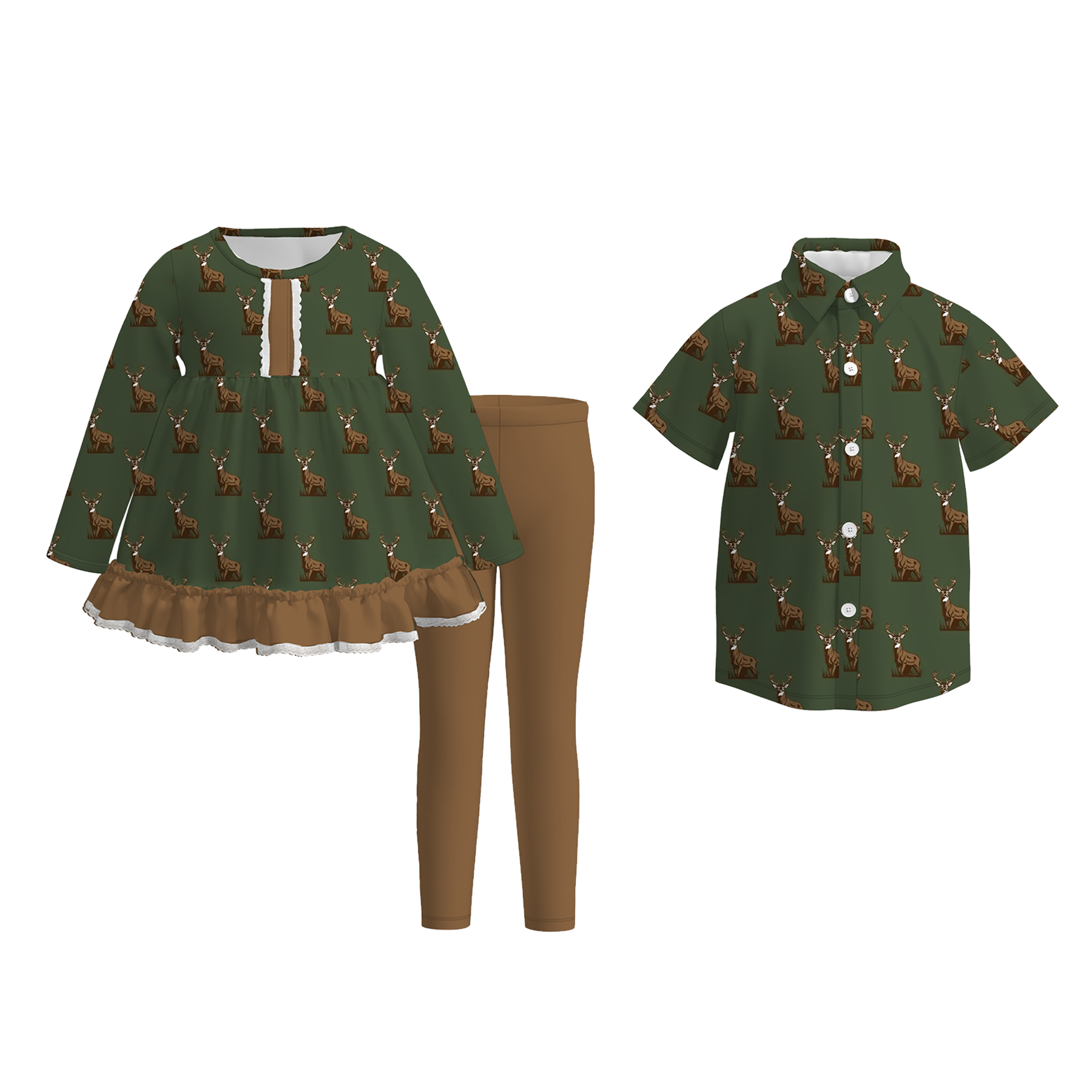 (Weekly Pre-Order)Siblings Elk Print Outfit Set&Shirt