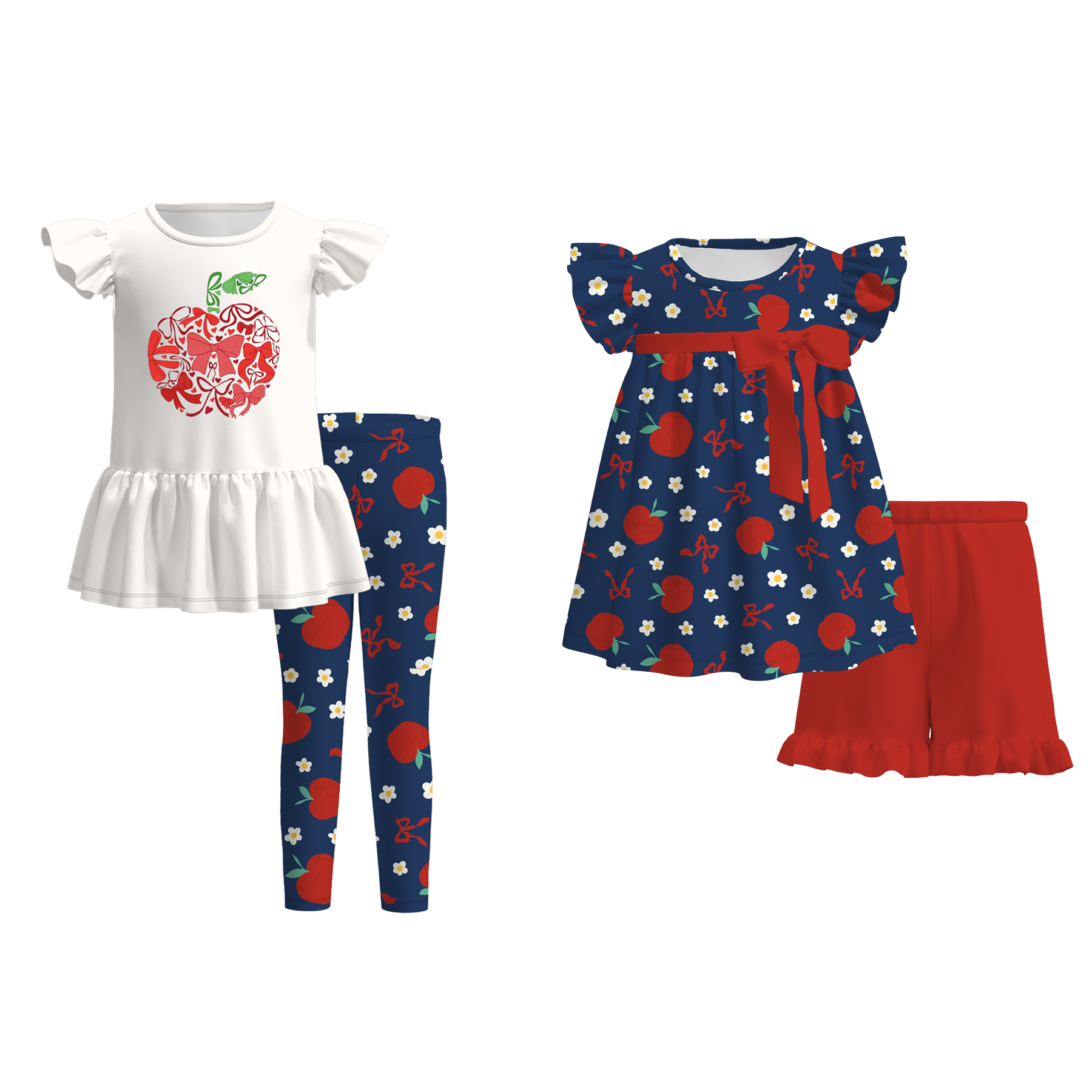 (Pre Order)Girls Summer Back To School Print Outfit Set