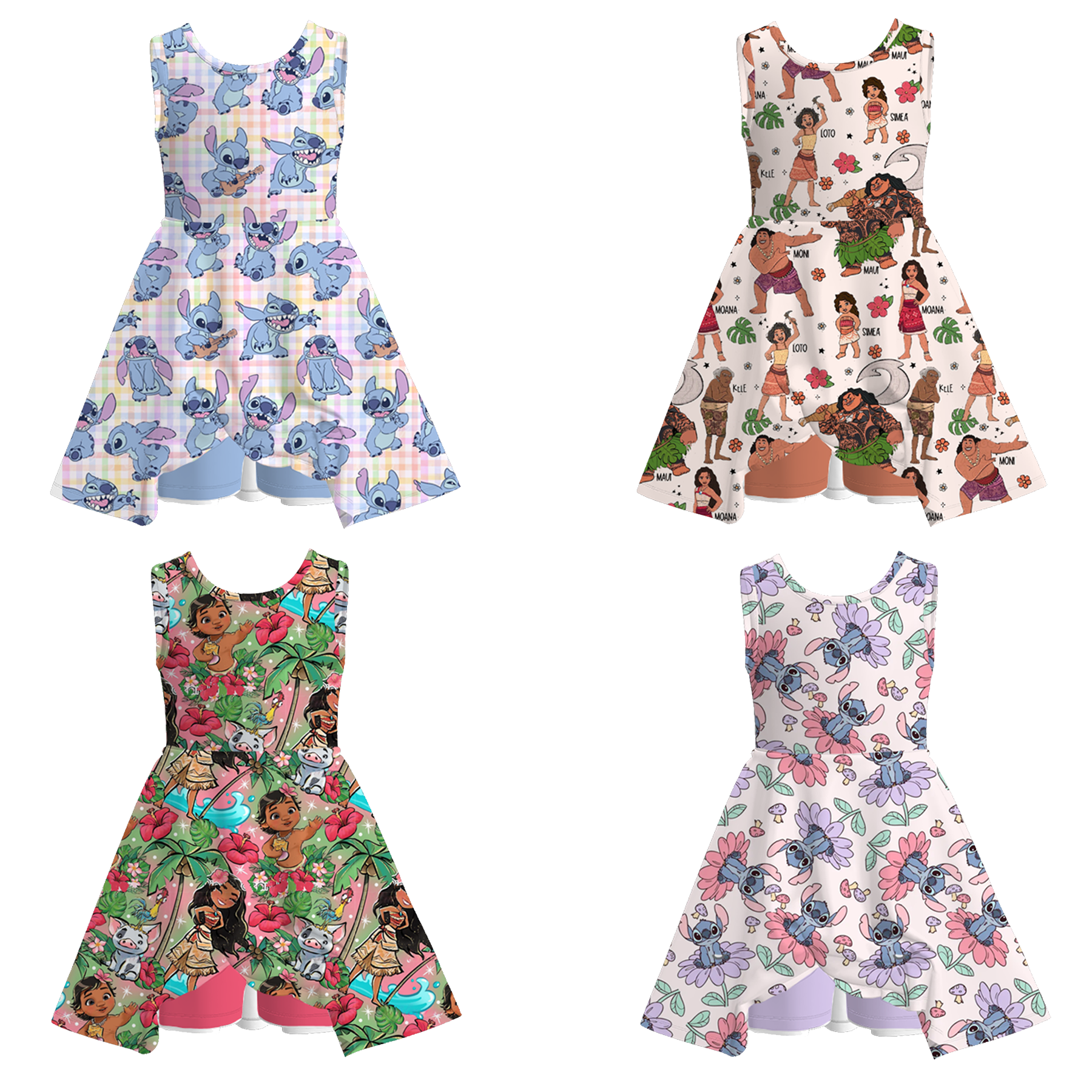 (Pre Order)Girls Spring and Summer Cartoon Print Skort Dress