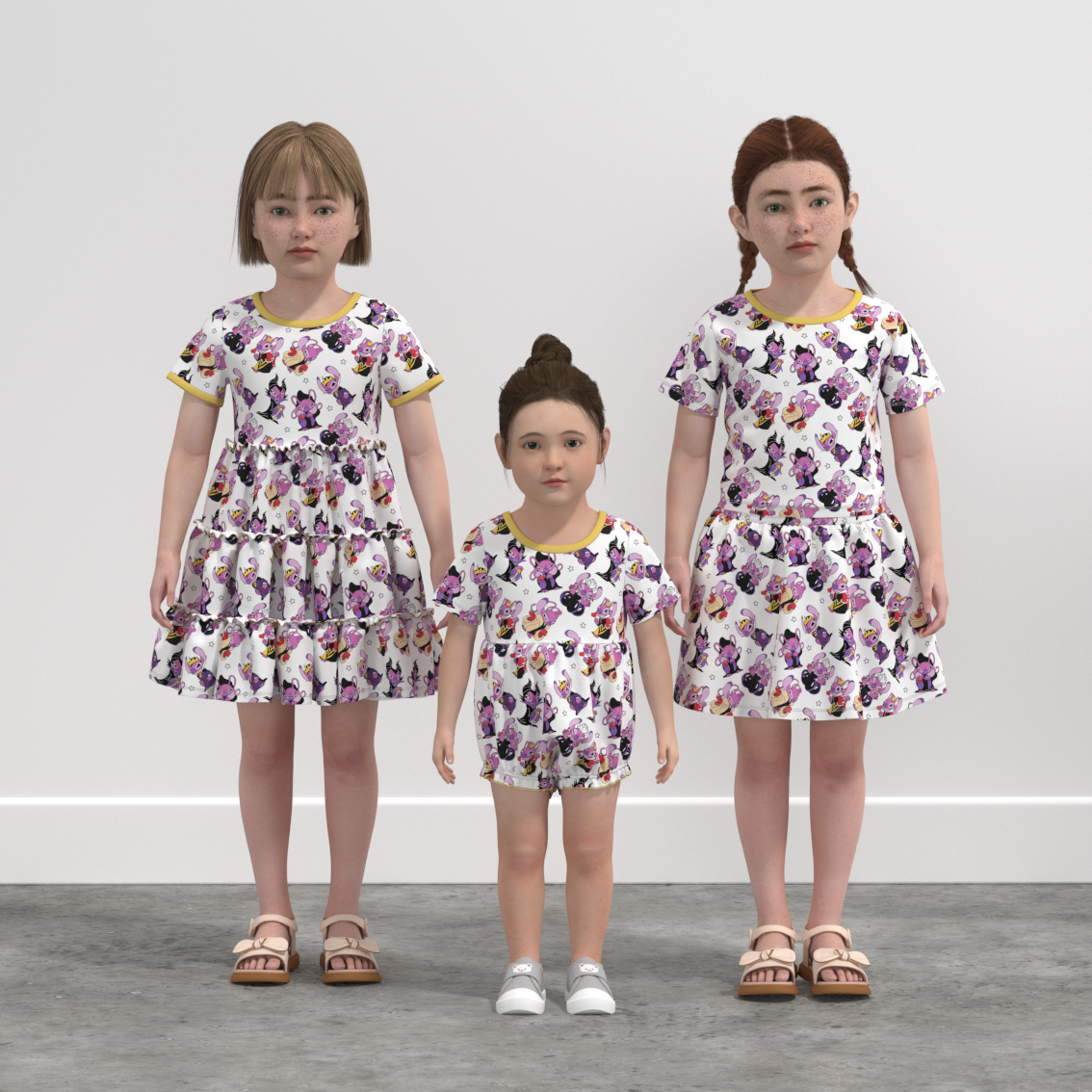 (Pre Order)Family Halloween Cartoon Print Dress,Set&Romper