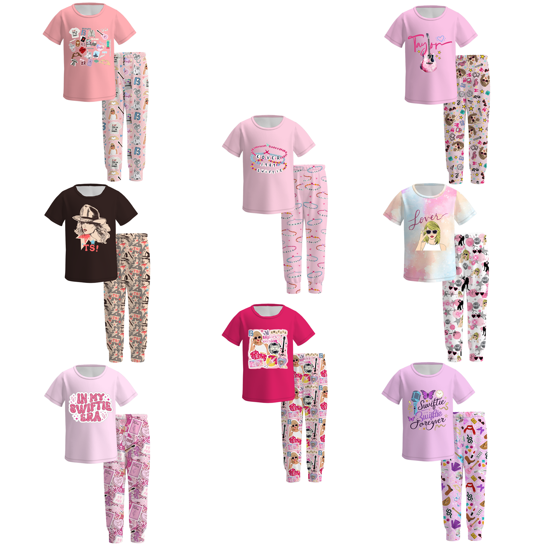 (Pre Order)Girls TS Print Milk Silk Pajamas