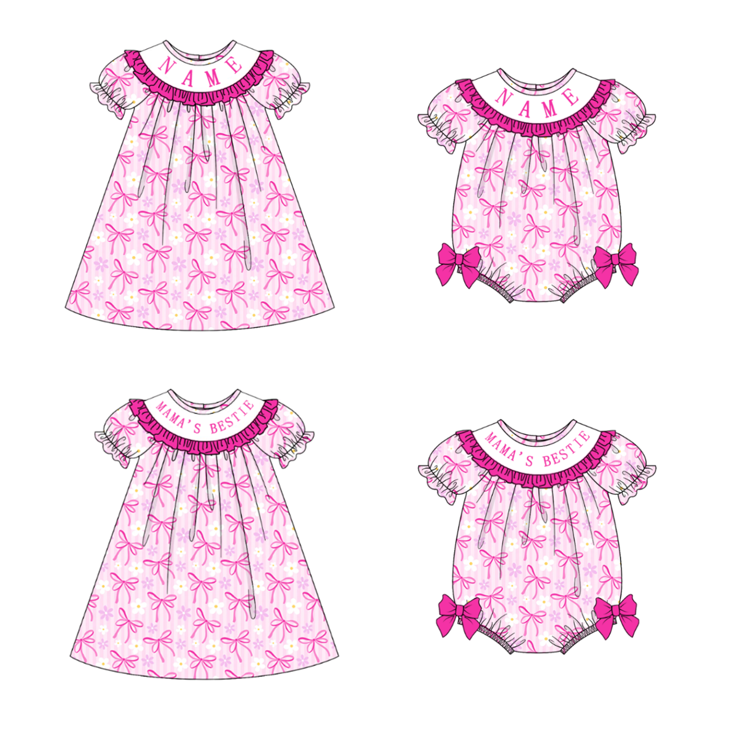 (Pre Order)Sisters Spring and Summer Embroidery Smocked Dress&Romper