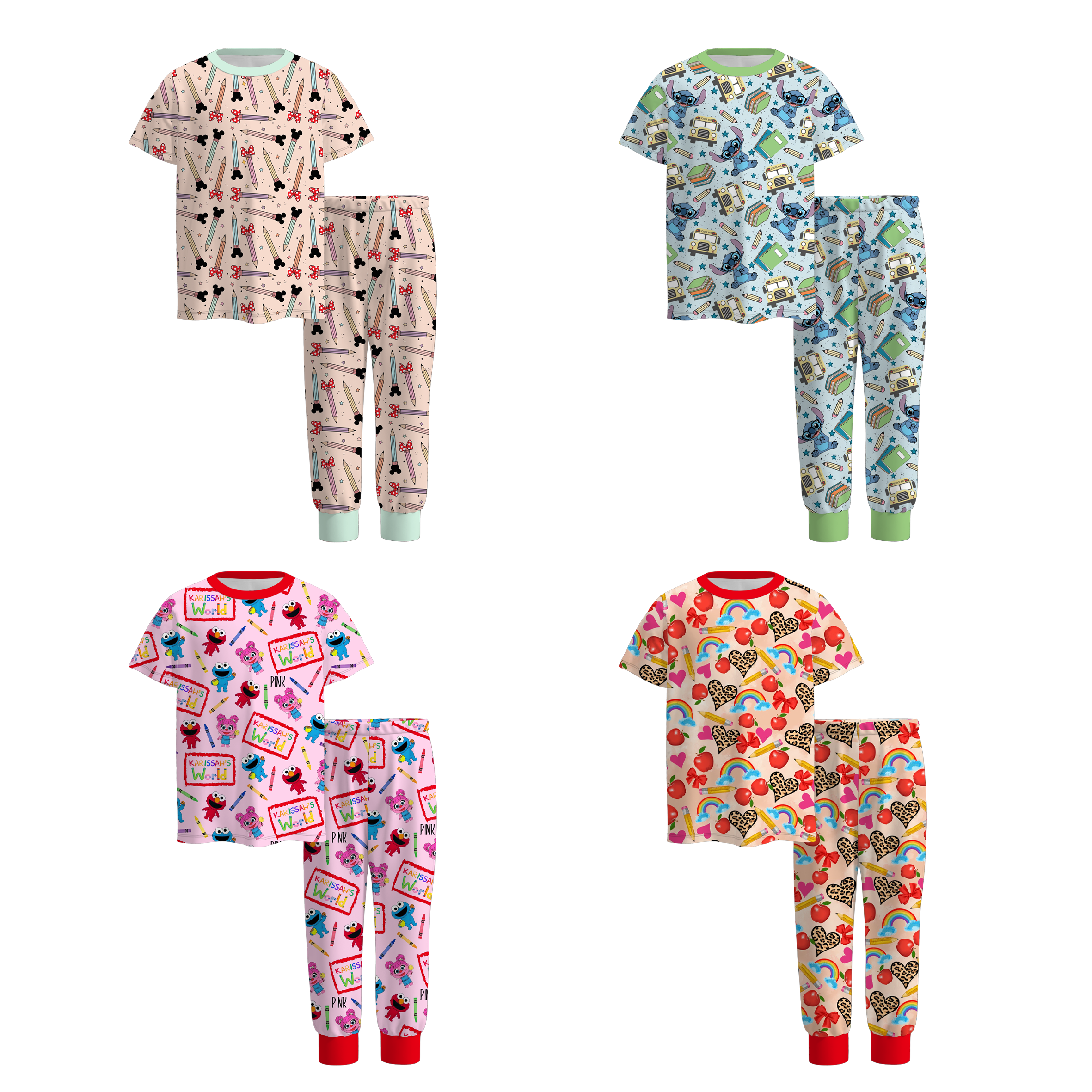 (Pre Order)Summer Back To School Print Pajamas