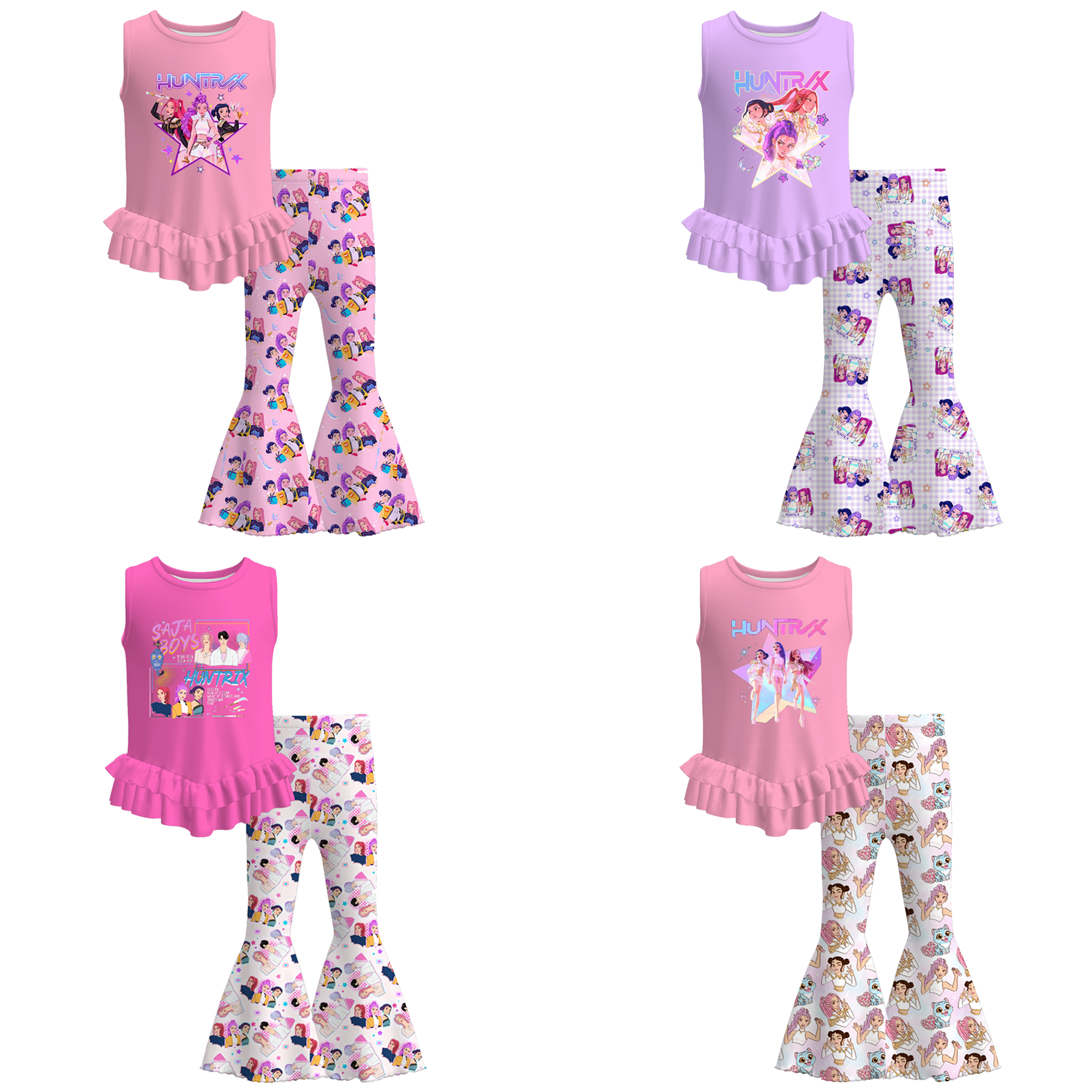 (Pre Order)Girls Spring&Summer Movie Character Print Outfit Set