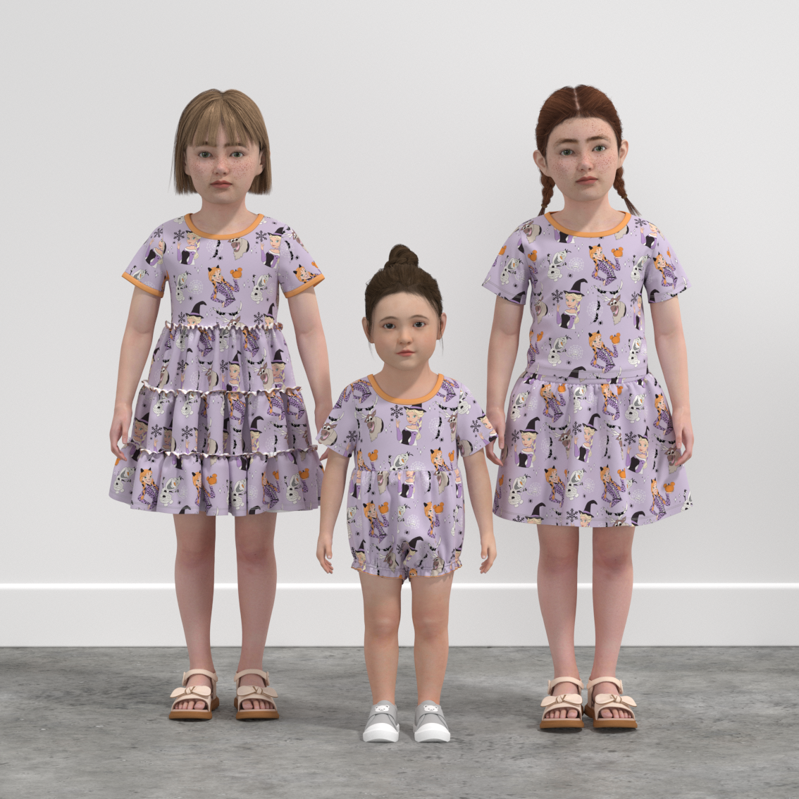 (Pre Order)Family Halloween Princess Print Dress,Set&Romper
