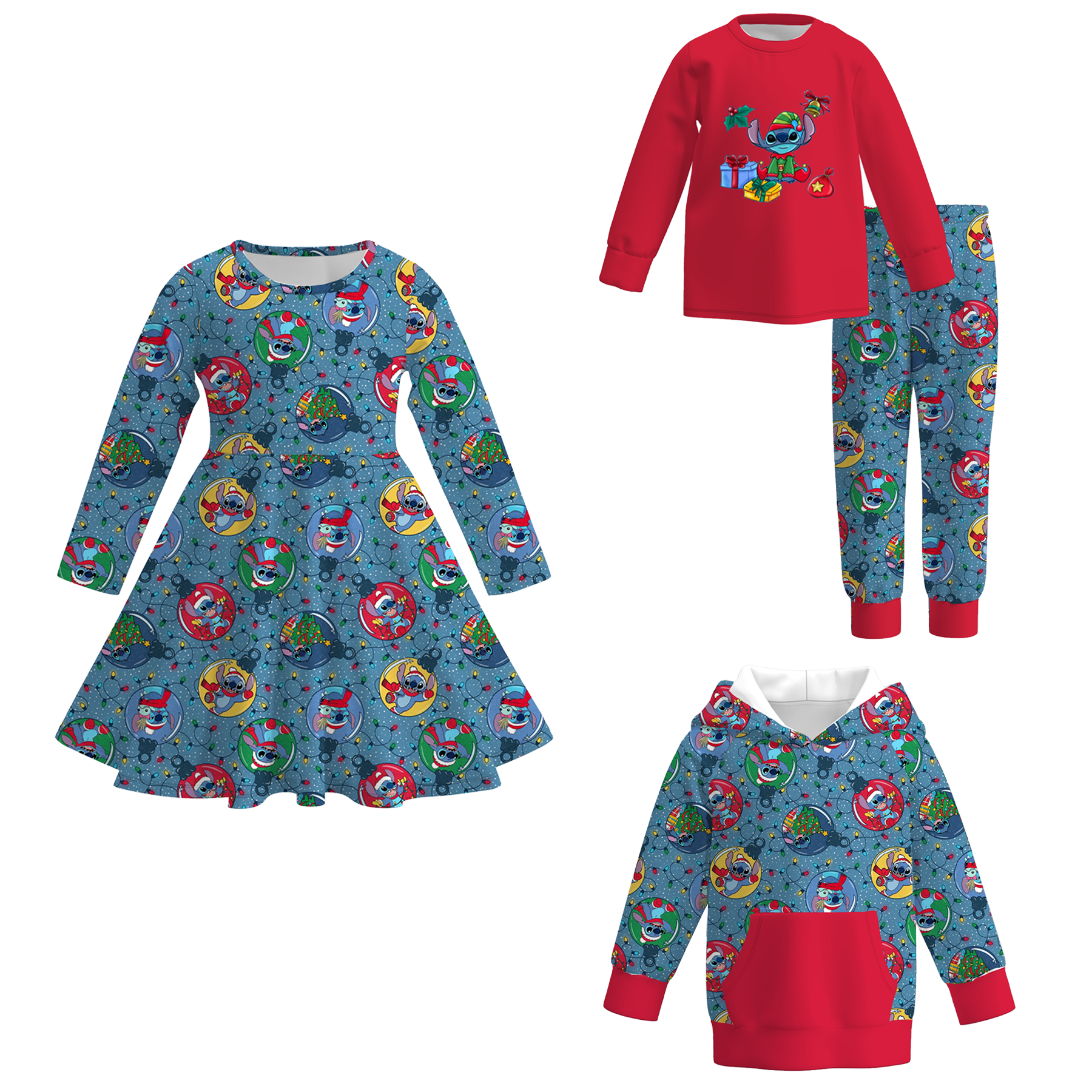 (Pre Order)Family Christmas Cartoon Print Dress,Pajamas&Top
