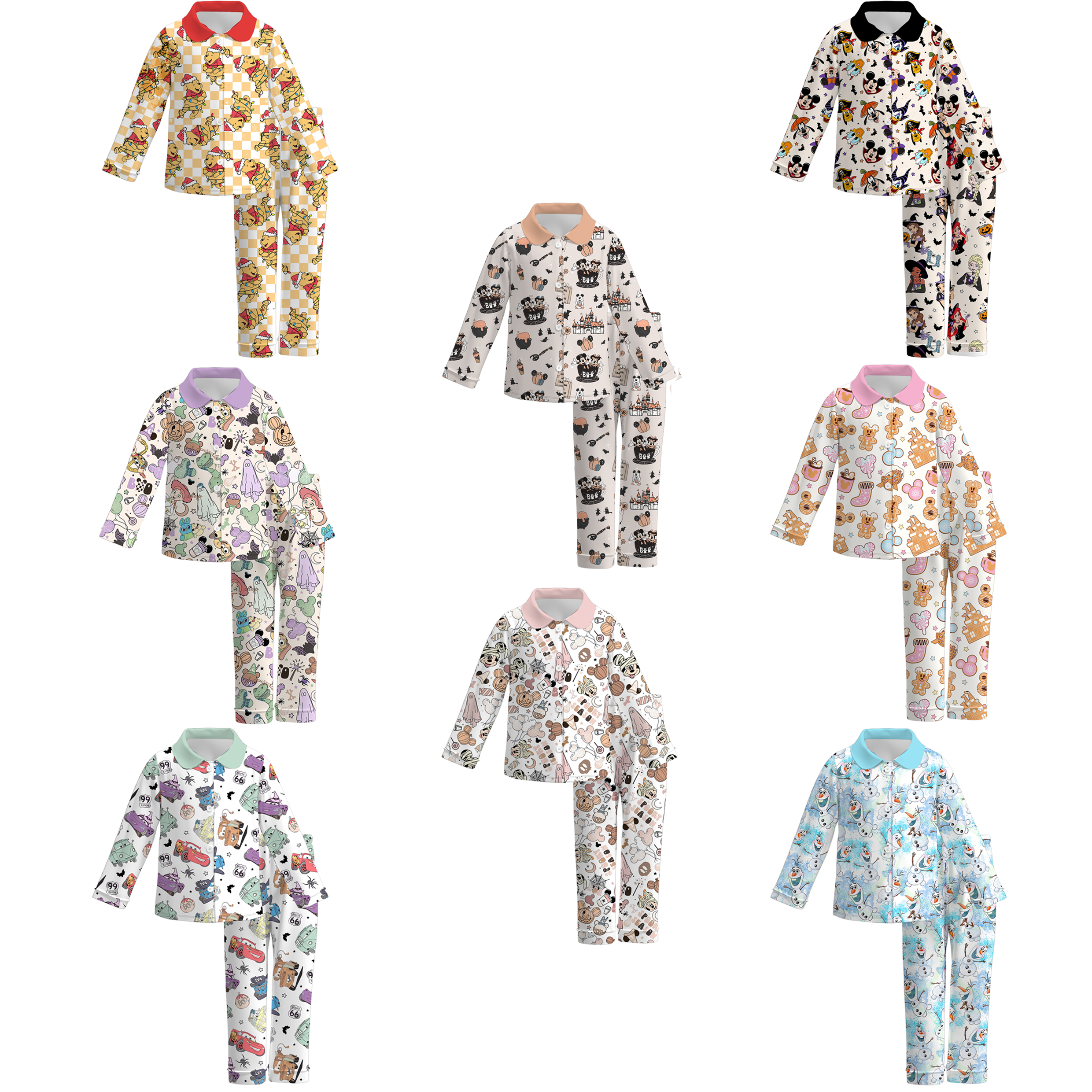 (Pre Order)Girls Christmas Cartoon Print Pajamas